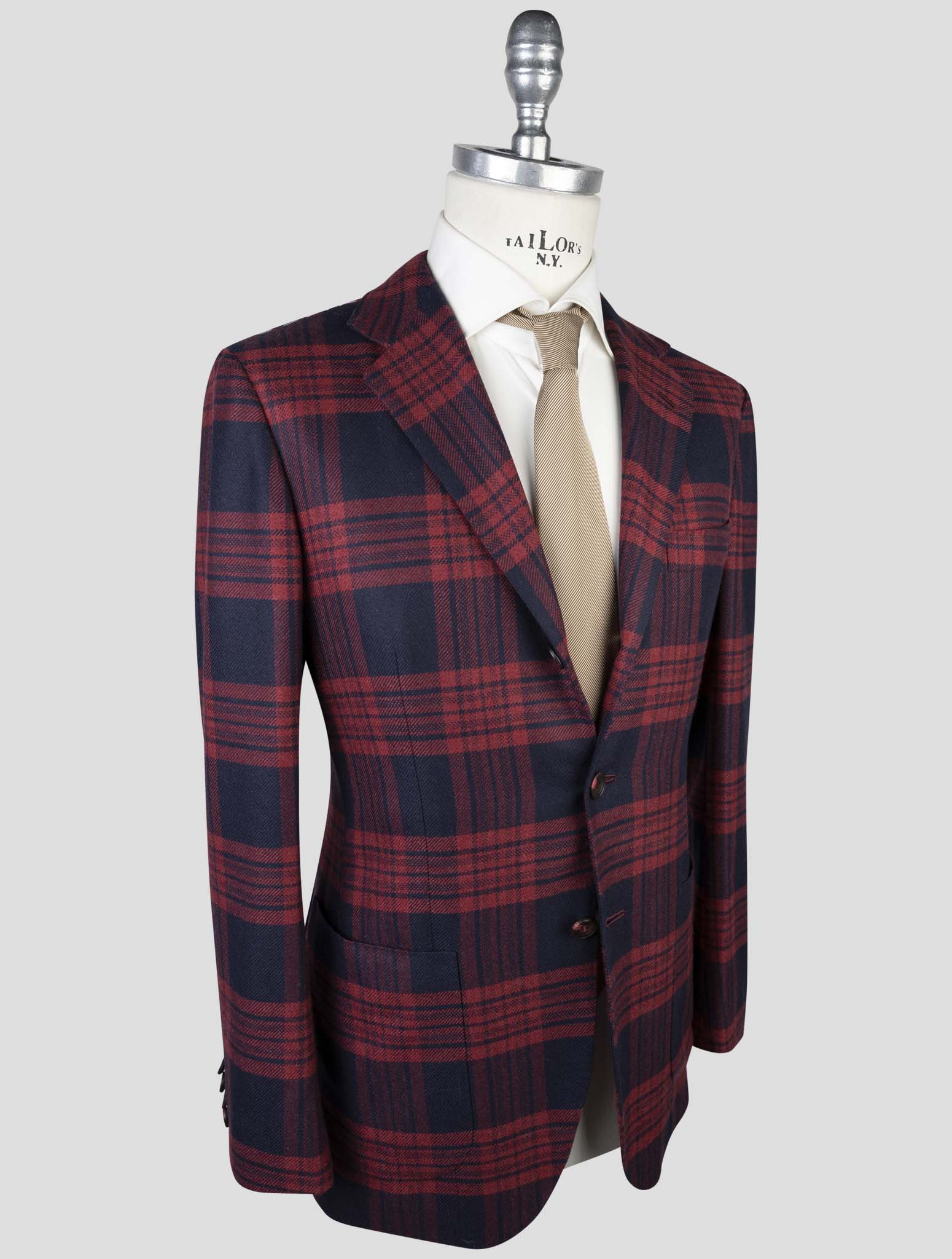 Kiton Red Blue Cashmere Blazer