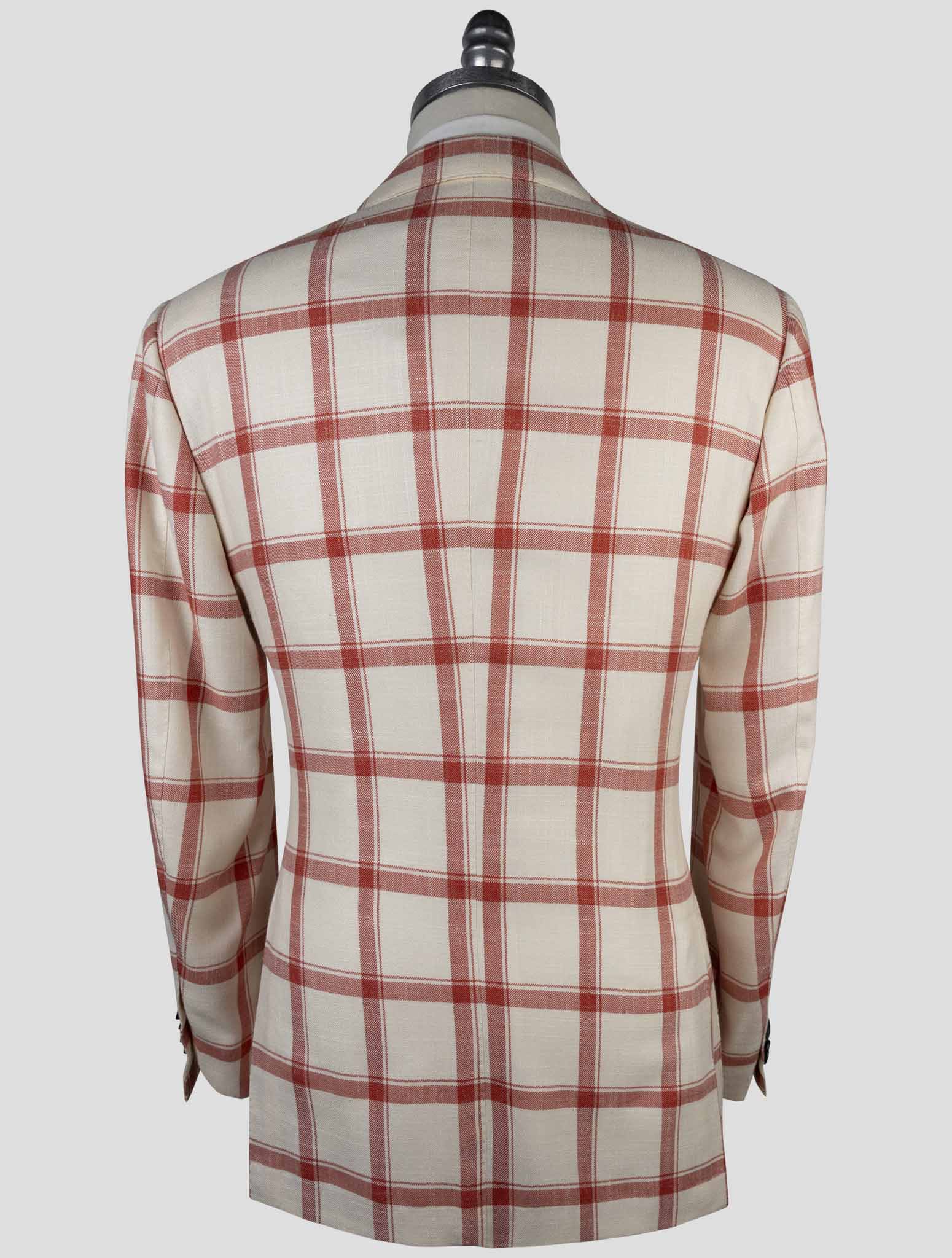 Kiton Red White Cashmere Silk Blazer