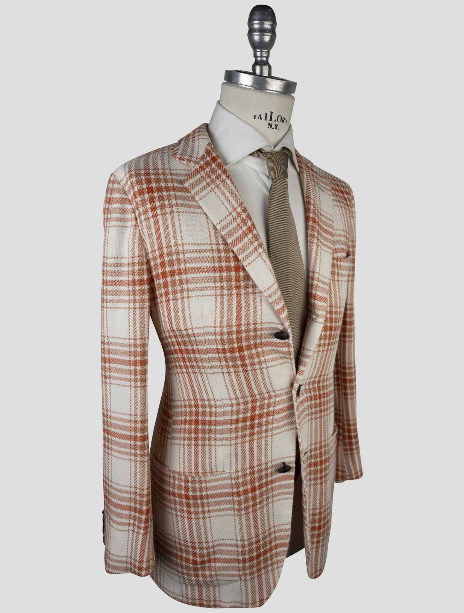 Kiton Orange White Cashmere Cotton Blazer