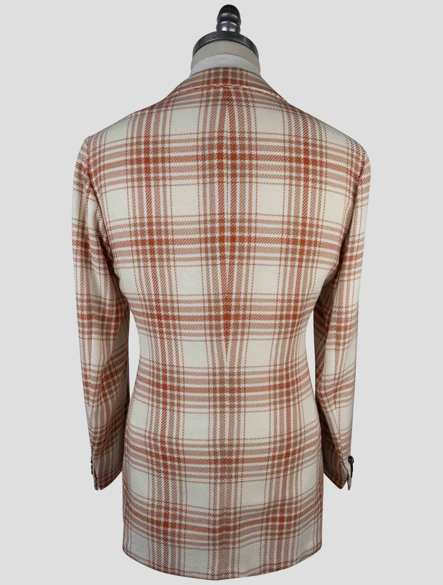 Kiton Orange White Cashmere Cotton Blazer