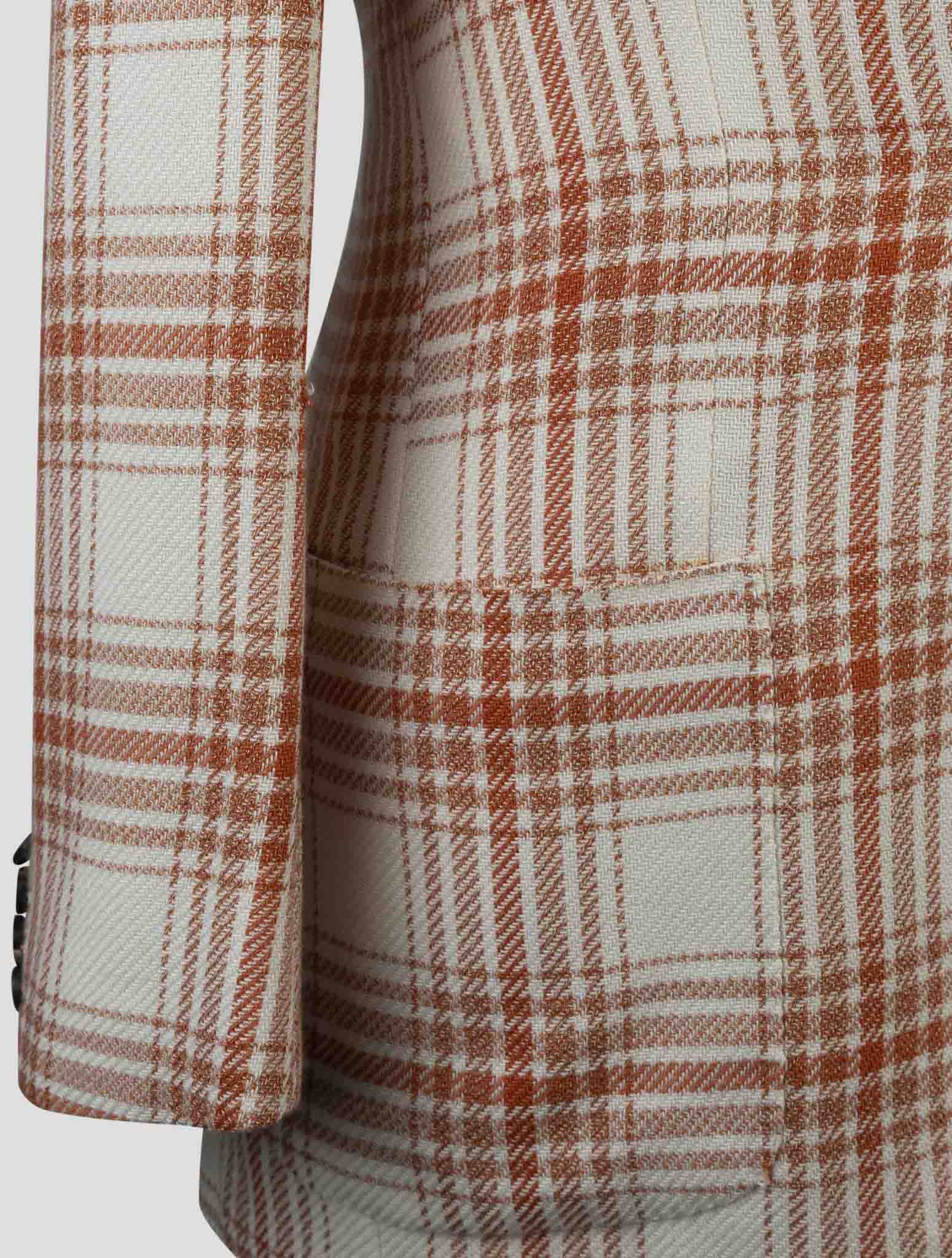Kiton Orange White Cashmere Cotton Blazer