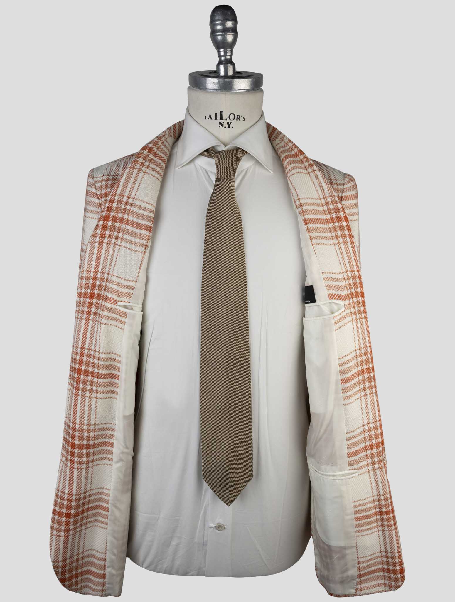 Kiton Orange White Cashmere Cotton Blazer