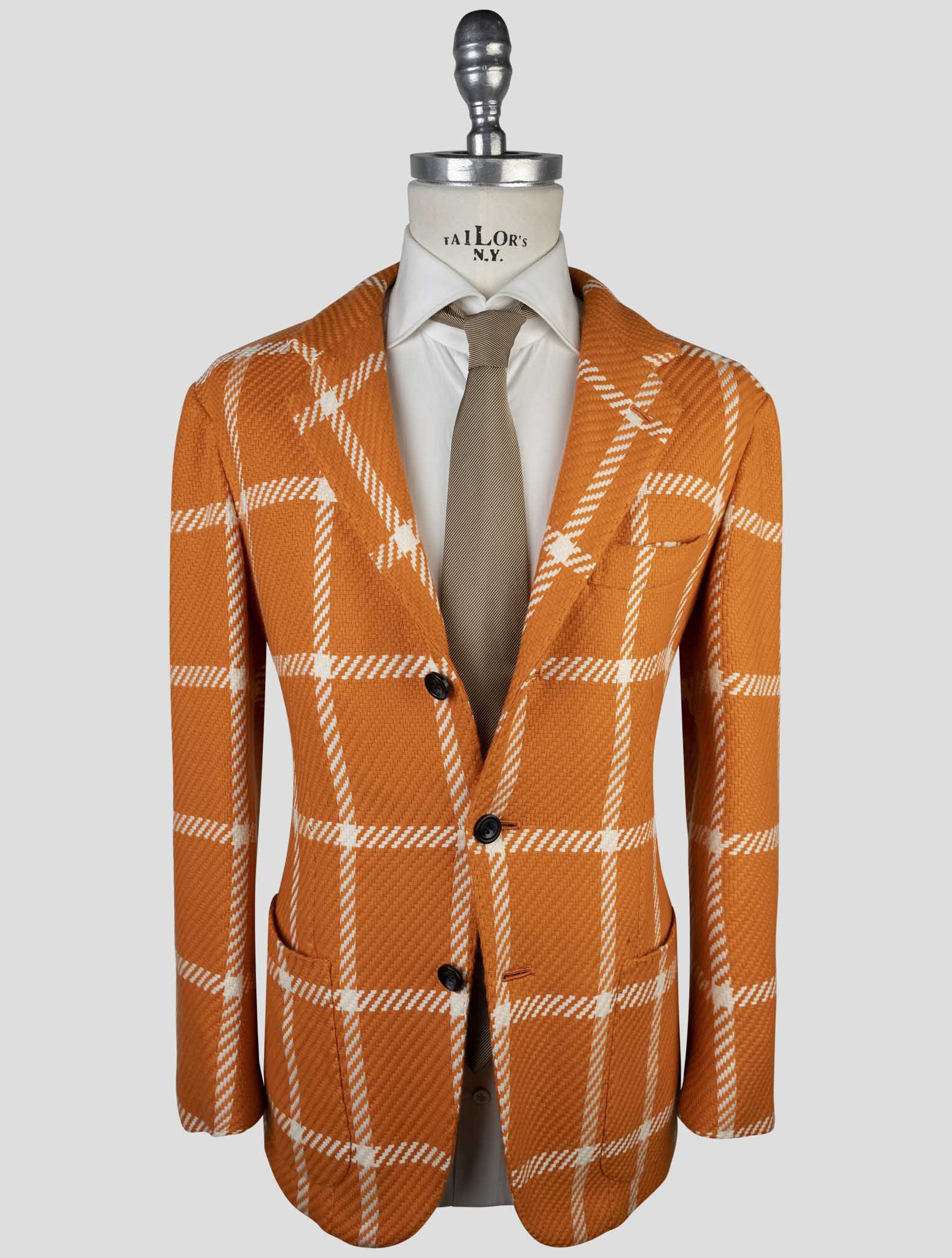 Kiton Orange White Cashmere Blazer