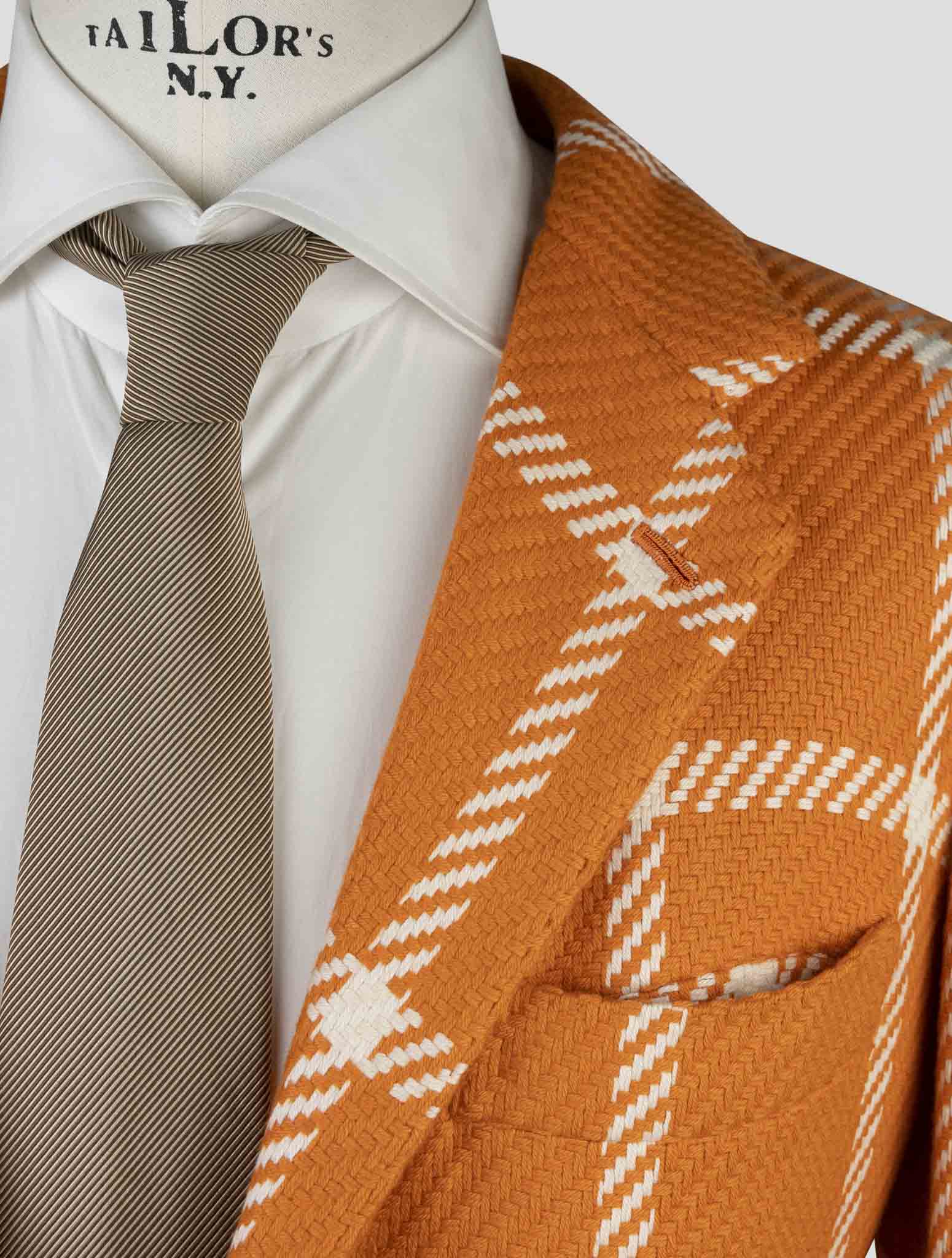 Kiton Orange White Cashmere Blazer