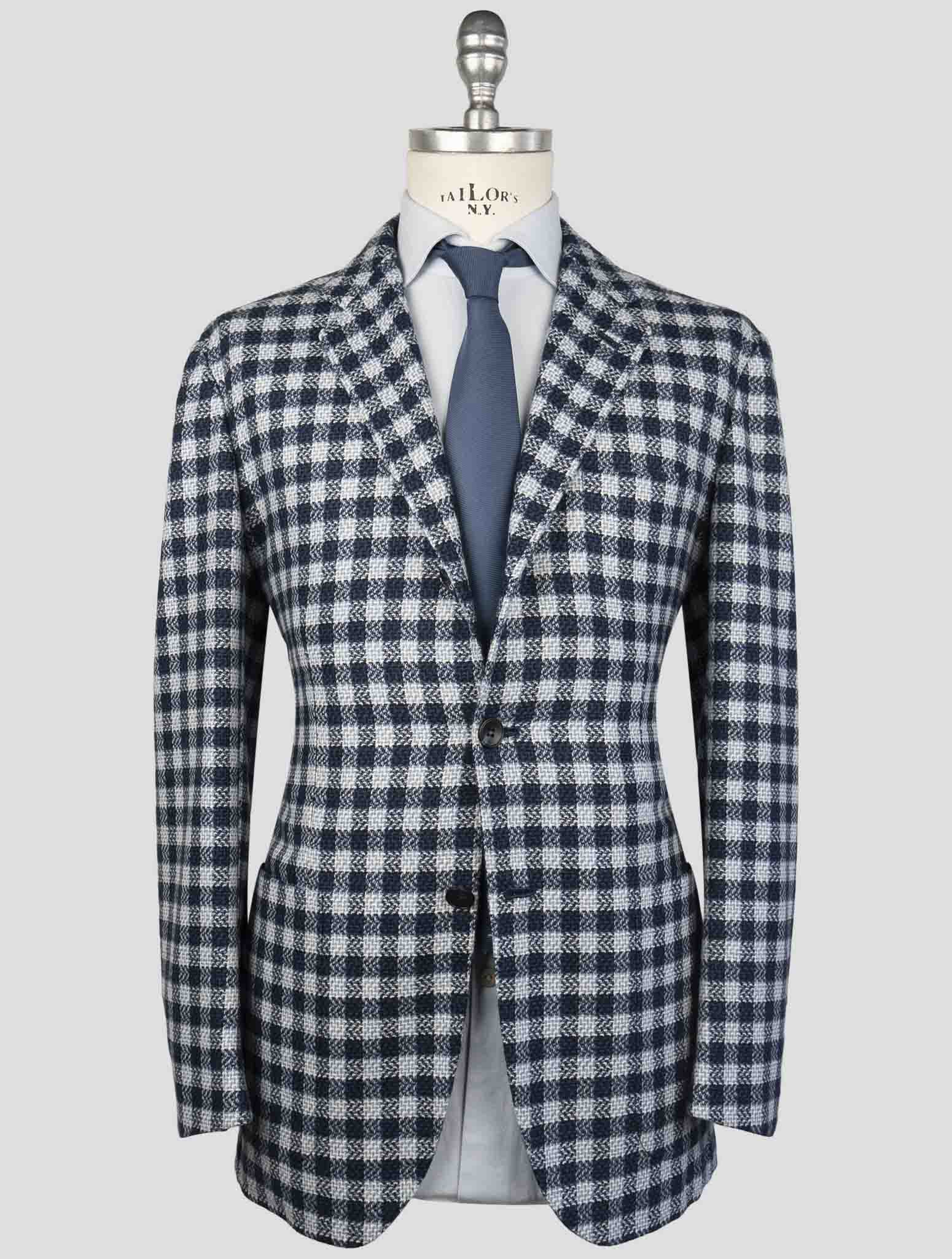 Kiton Blue White Cashmere Blazer