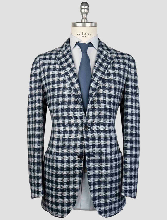 Kiton Blue White Cashmere Blazer