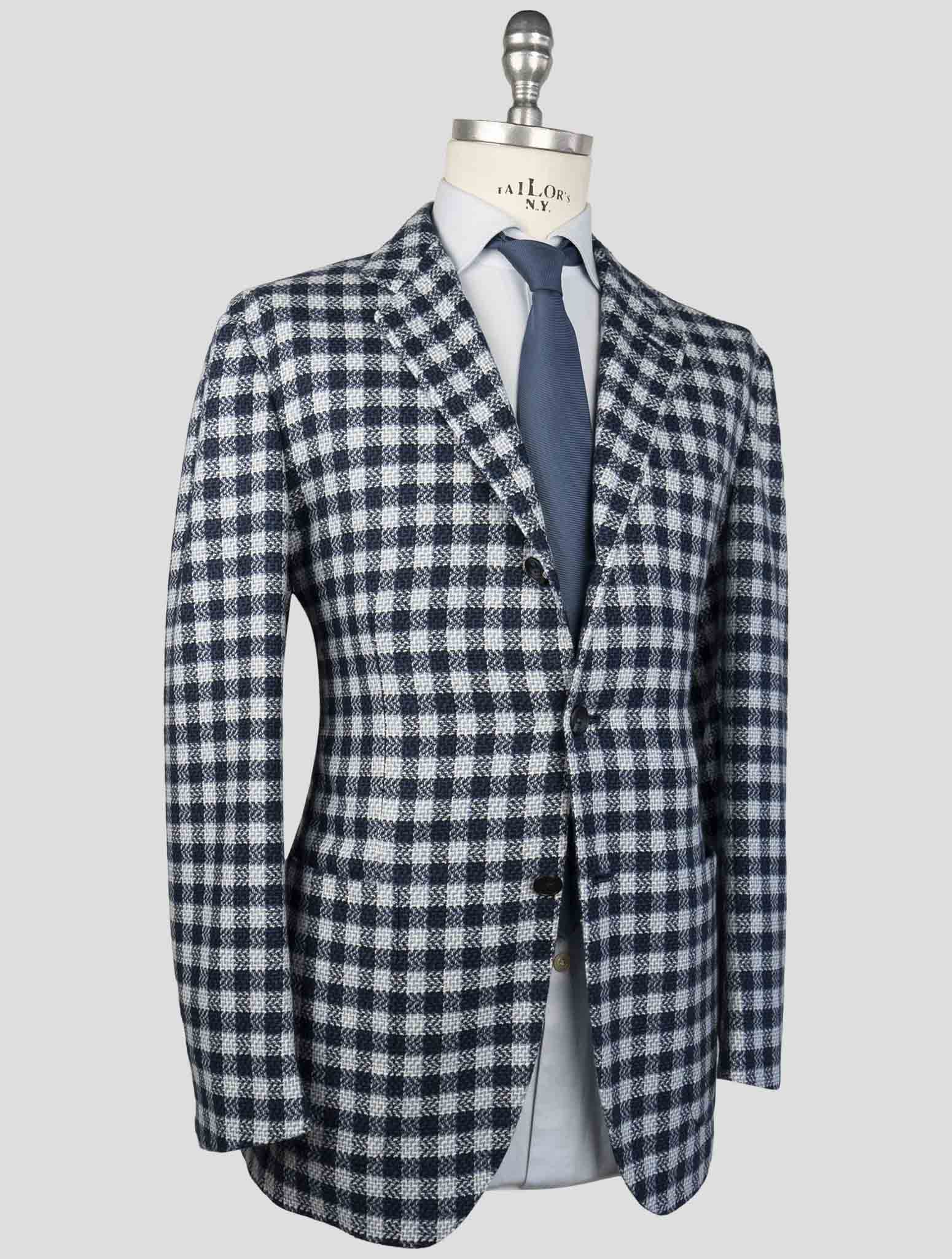 Kiton Blue White Cashmere Blazer
