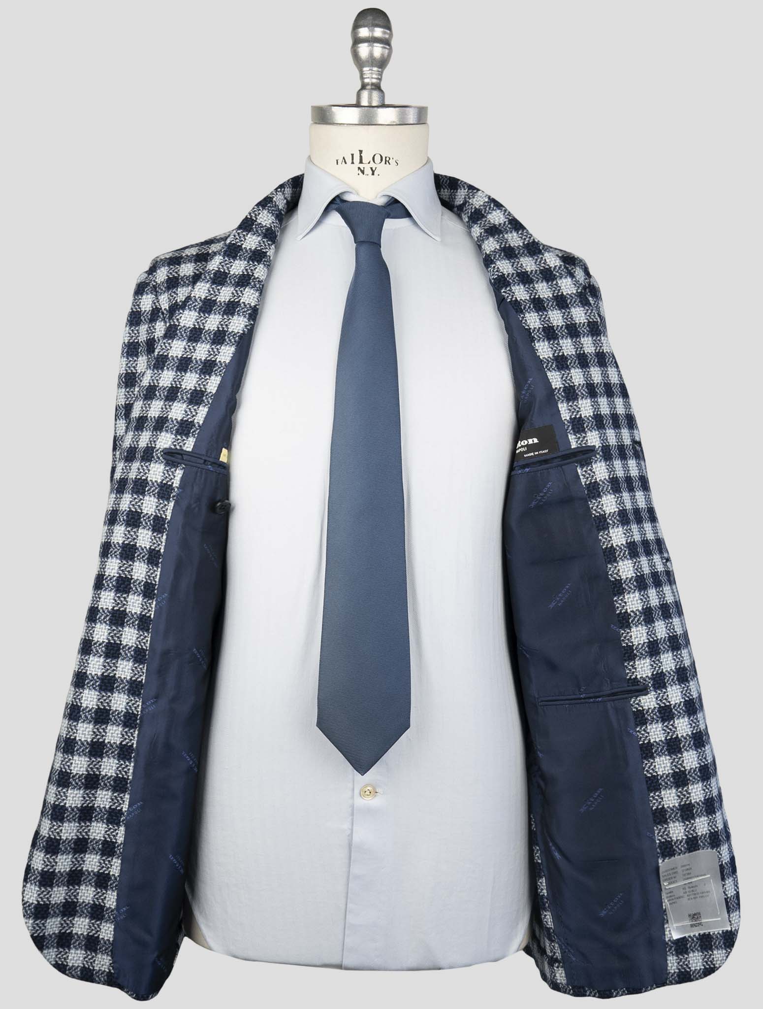 Kiton Blue White Cashmere Blazer