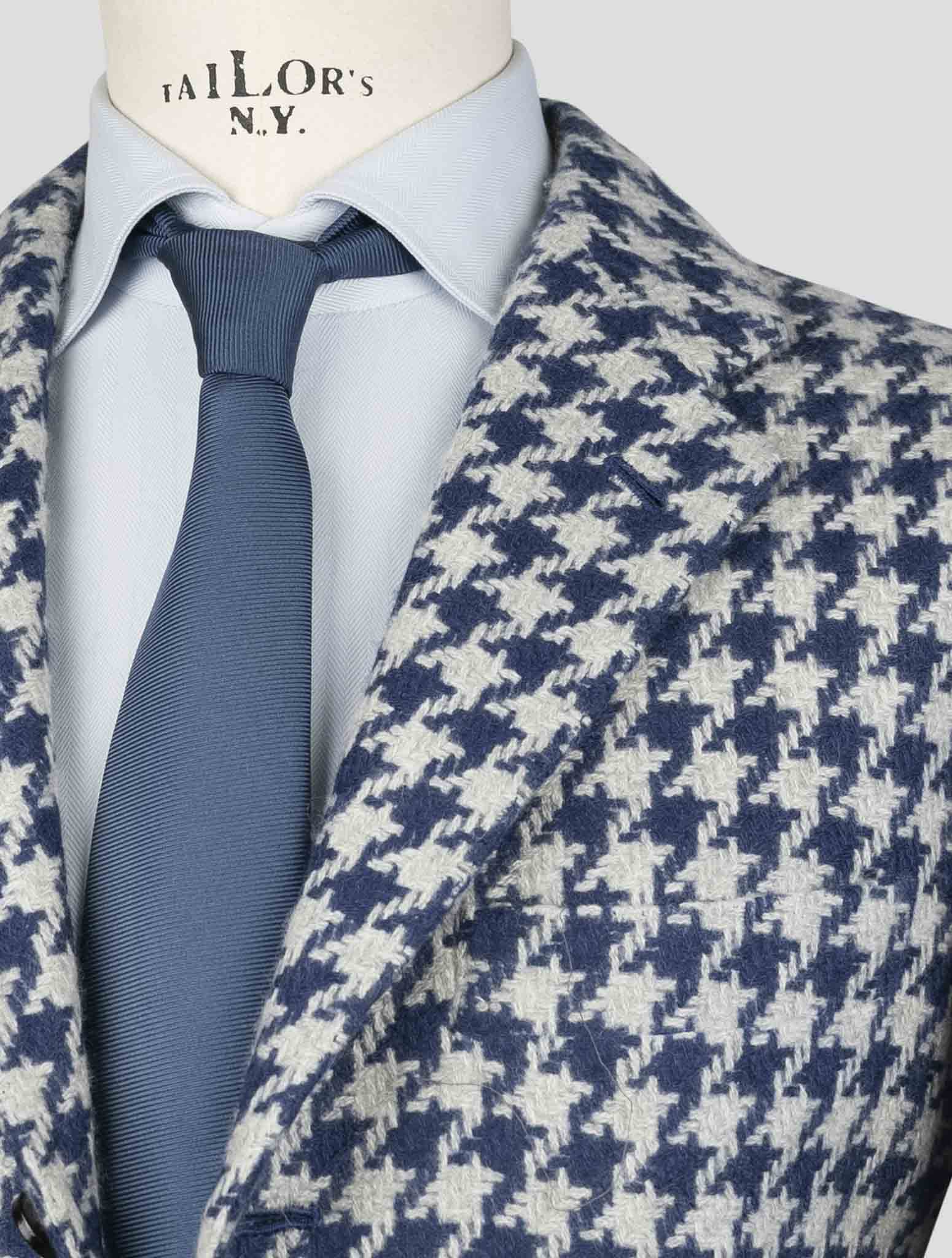 Kiton Blue White Cashmere Blazer