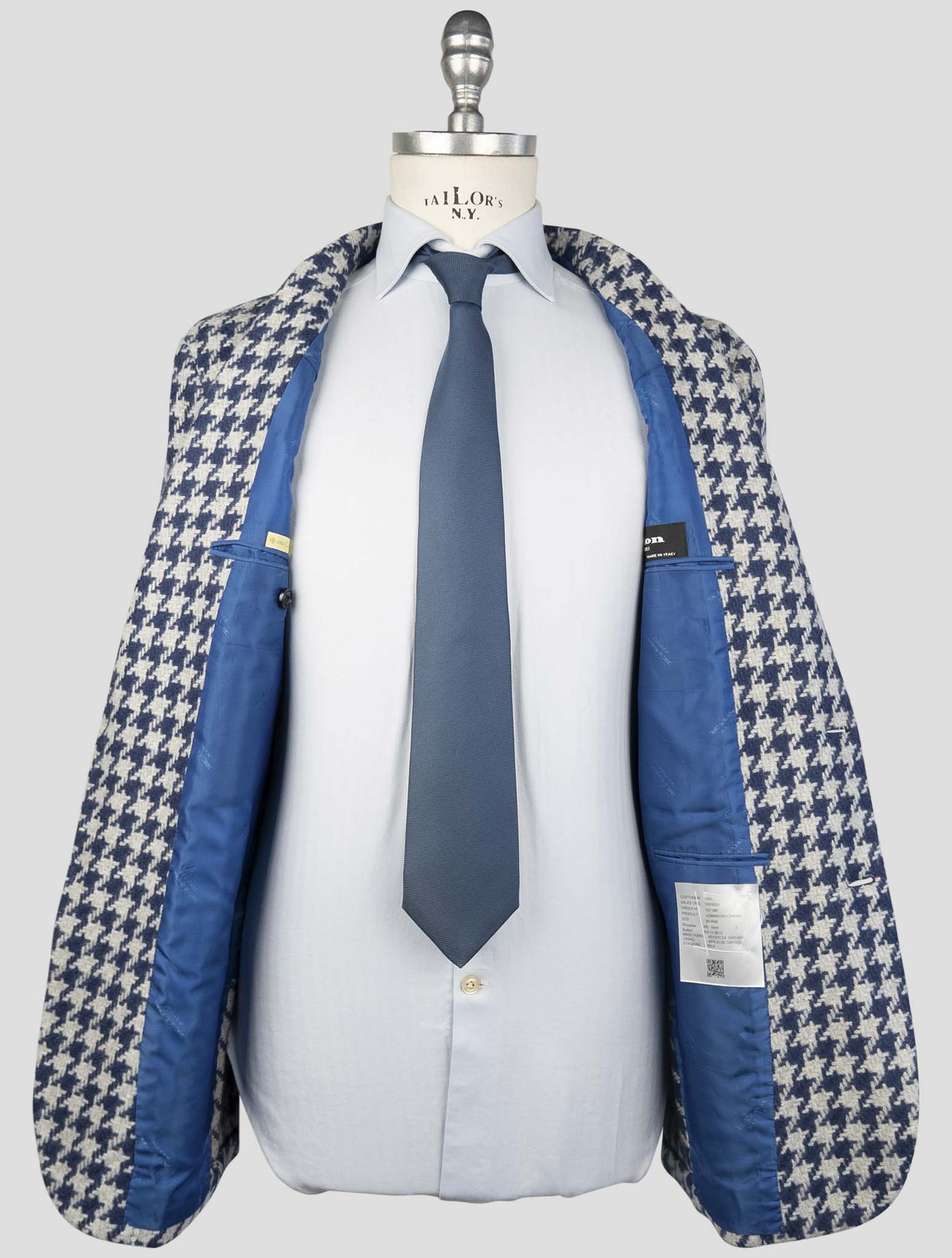 Kiton Blue White Cashmere Blazer