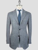 Kiton Blue White Cashmere Blazer