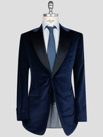 Kiton Blue Cotton Blazer Smoking