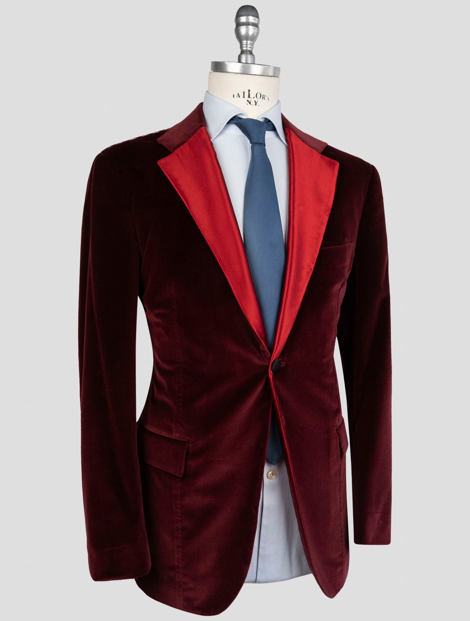 Kiton Burgundy Cotton Velvet Blazer