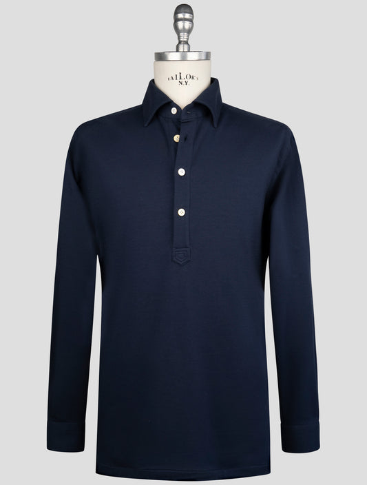 Kiton Blue Cotton Ea Sweater Polo