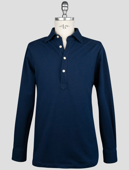 Kiton Blue Cotton Ea Sweater Polo