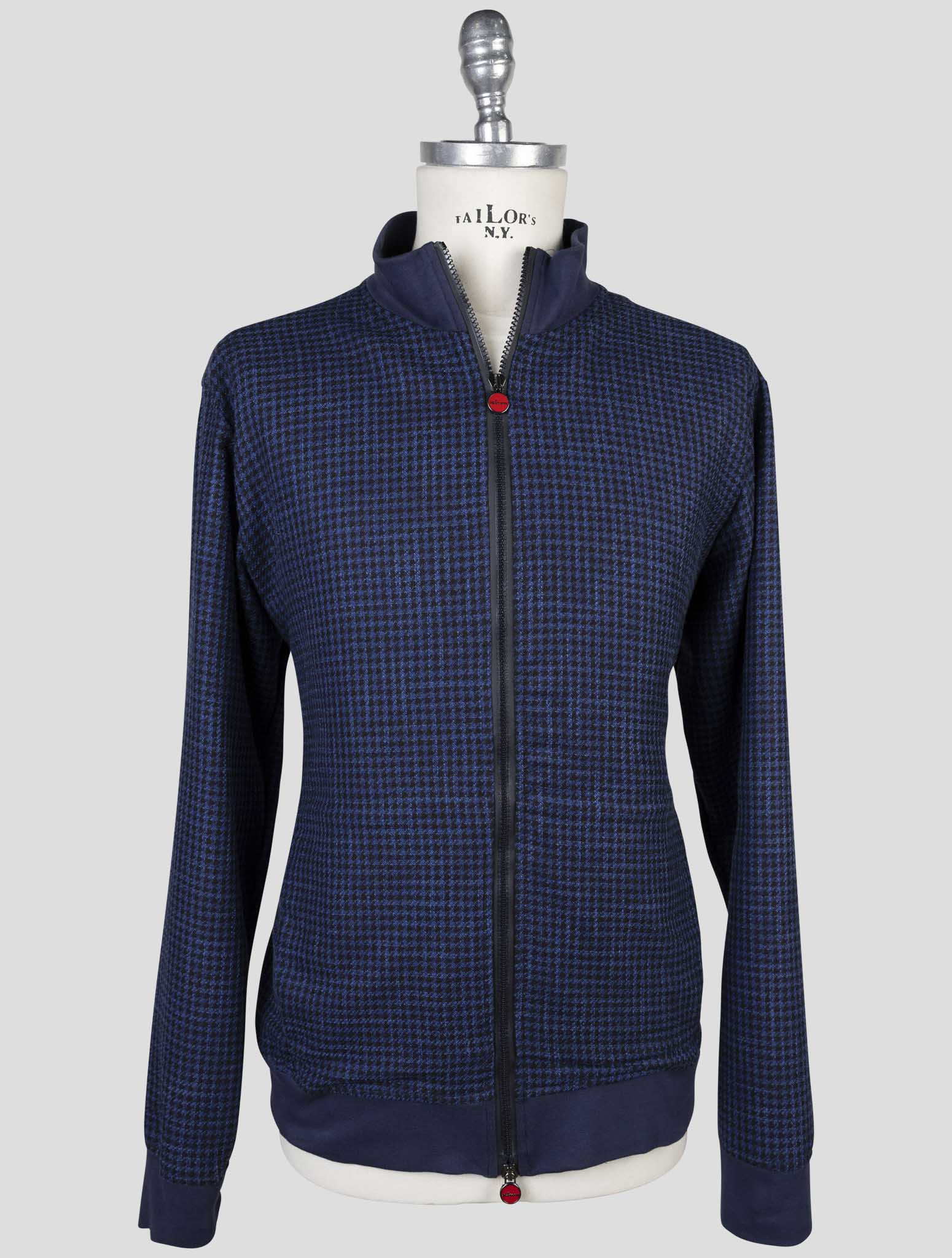 Kiton Blue Virgin Wool Silk Cotton Pa Sweater Full Zip