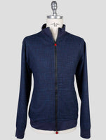 Kiton Blue Virgin Wool Silk Cotton Pa Sweater Full Zip
