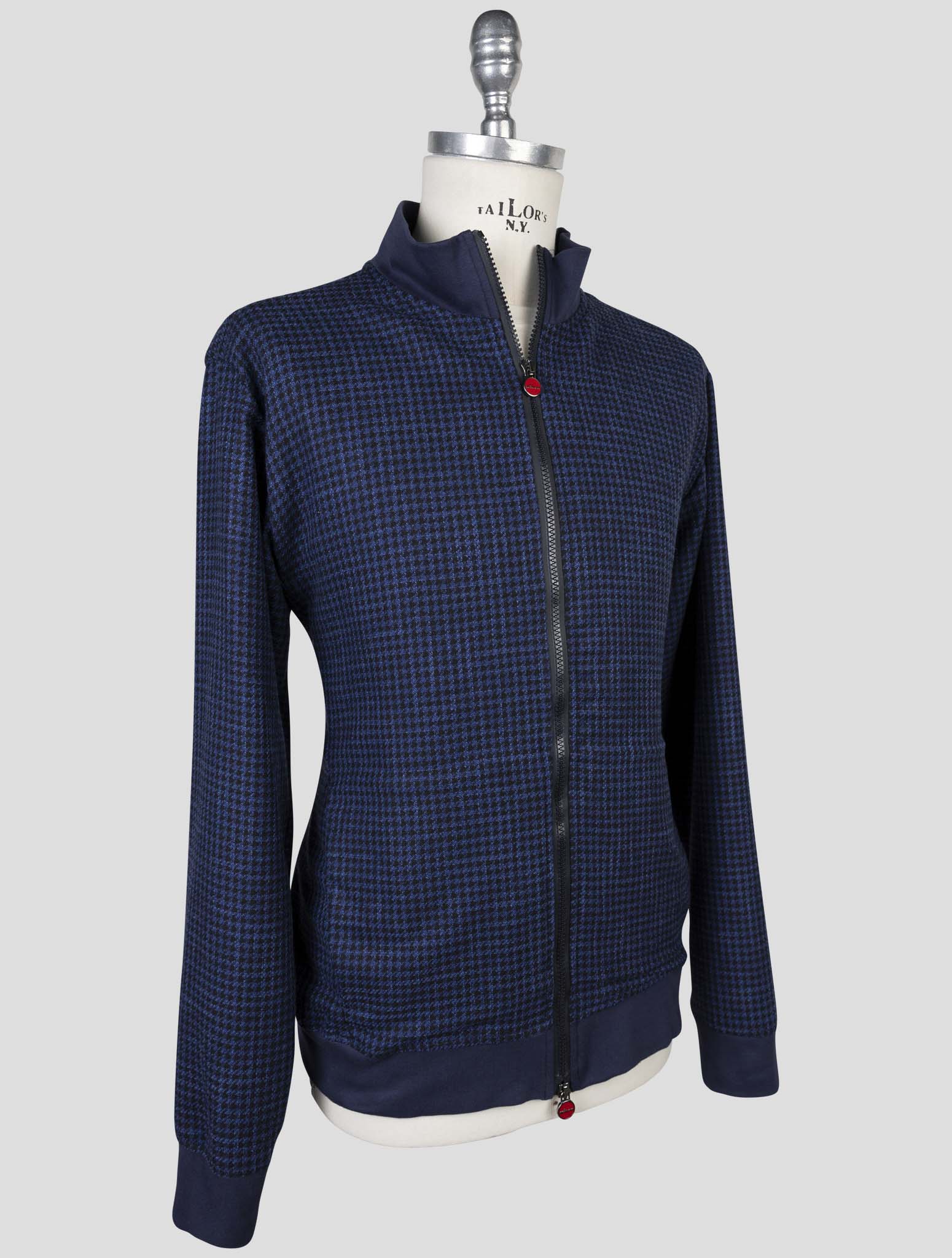 Kiton Blue Virgin Wool Silk Cotton Pa Sweater Full Zip
