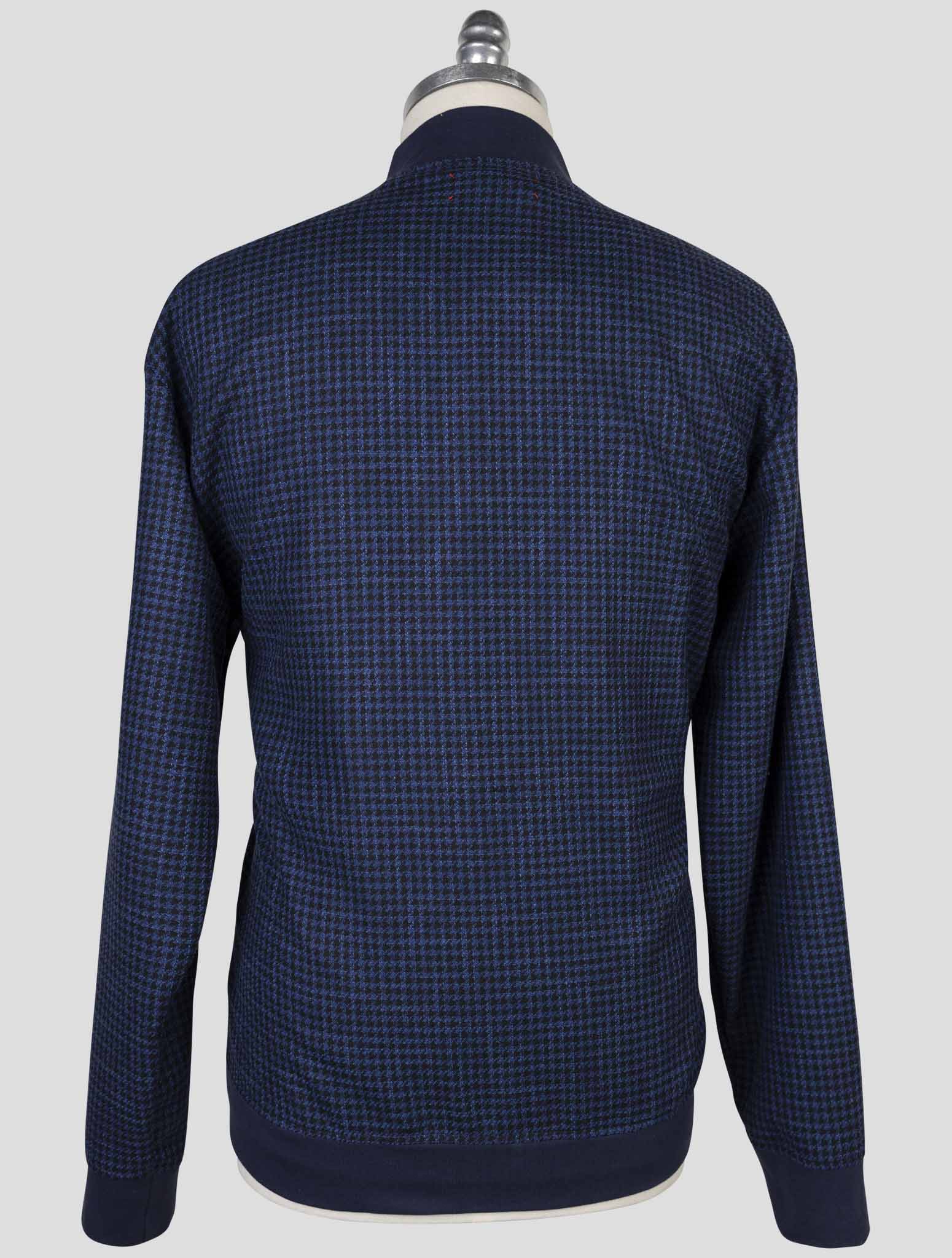 Kiton Blue Virgin Wool Silk Cotton Pa Sweater Full Zip
