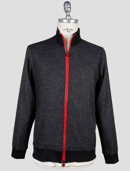 Kiton Dark Gray Virgin Wool Silk Pa Cotton Cashmere Ea Sweater Full Zip