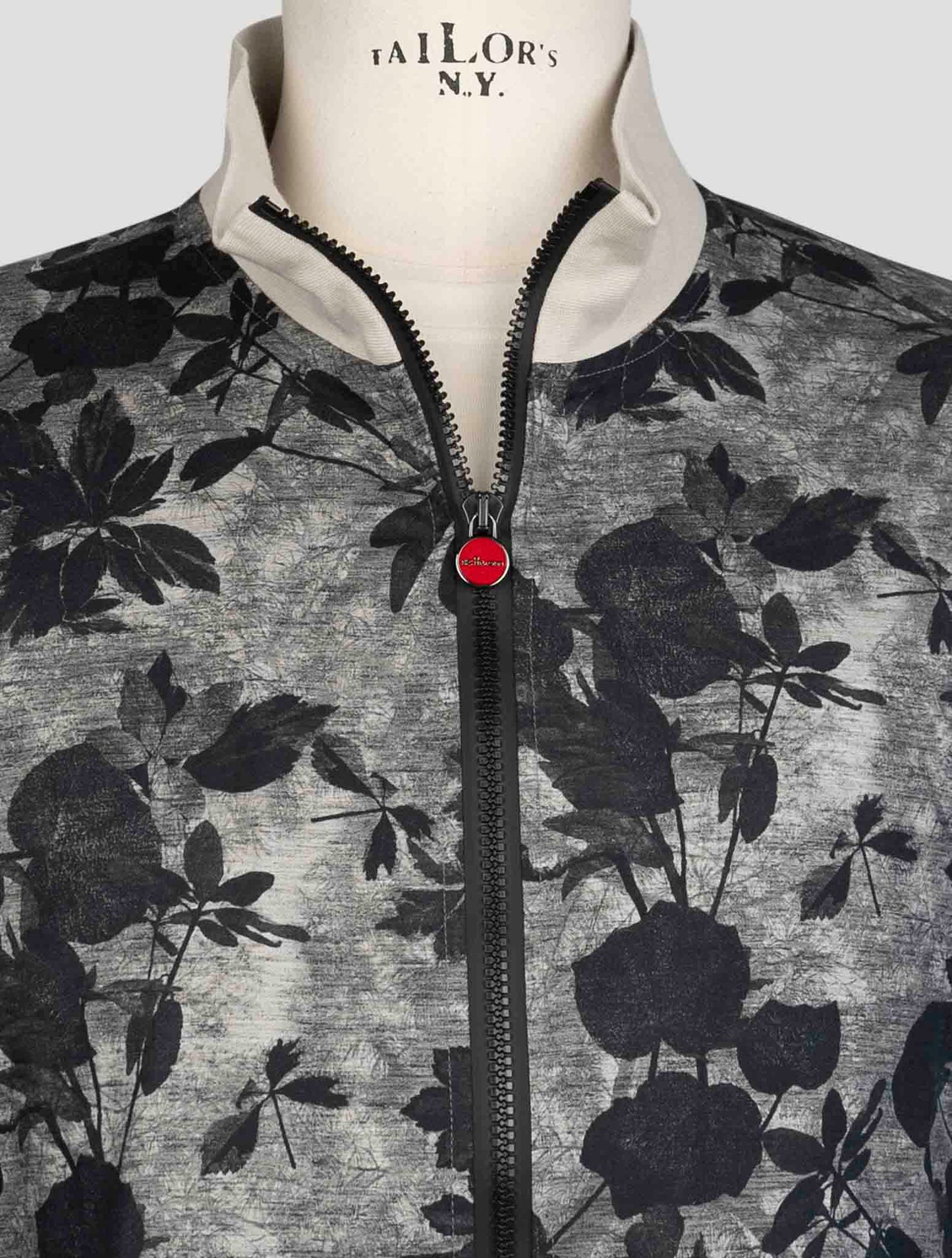 Kiton Gray Black Cotton Sweater Full Zip