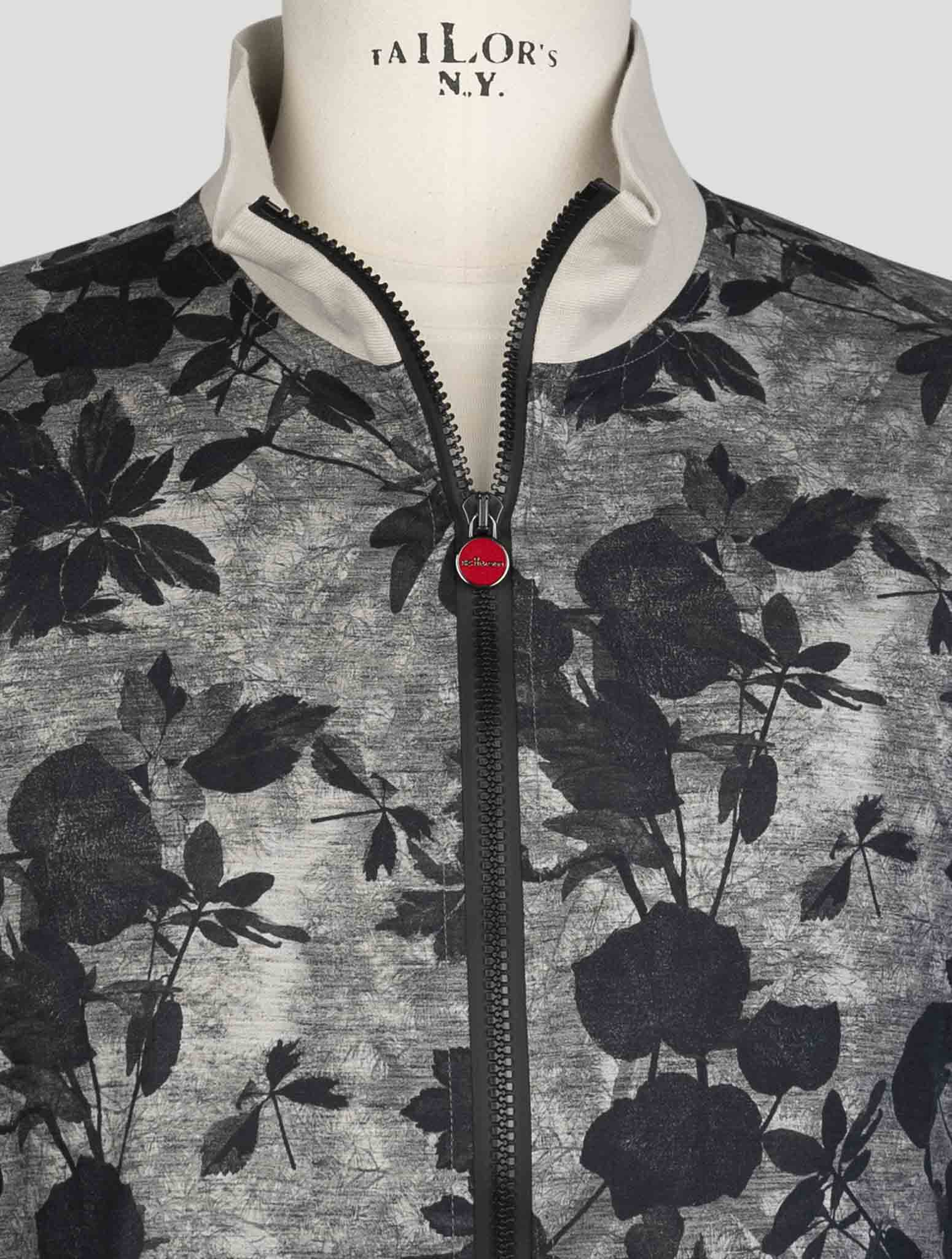 Kiton Gray Black Cotton Sweater Full Zip
