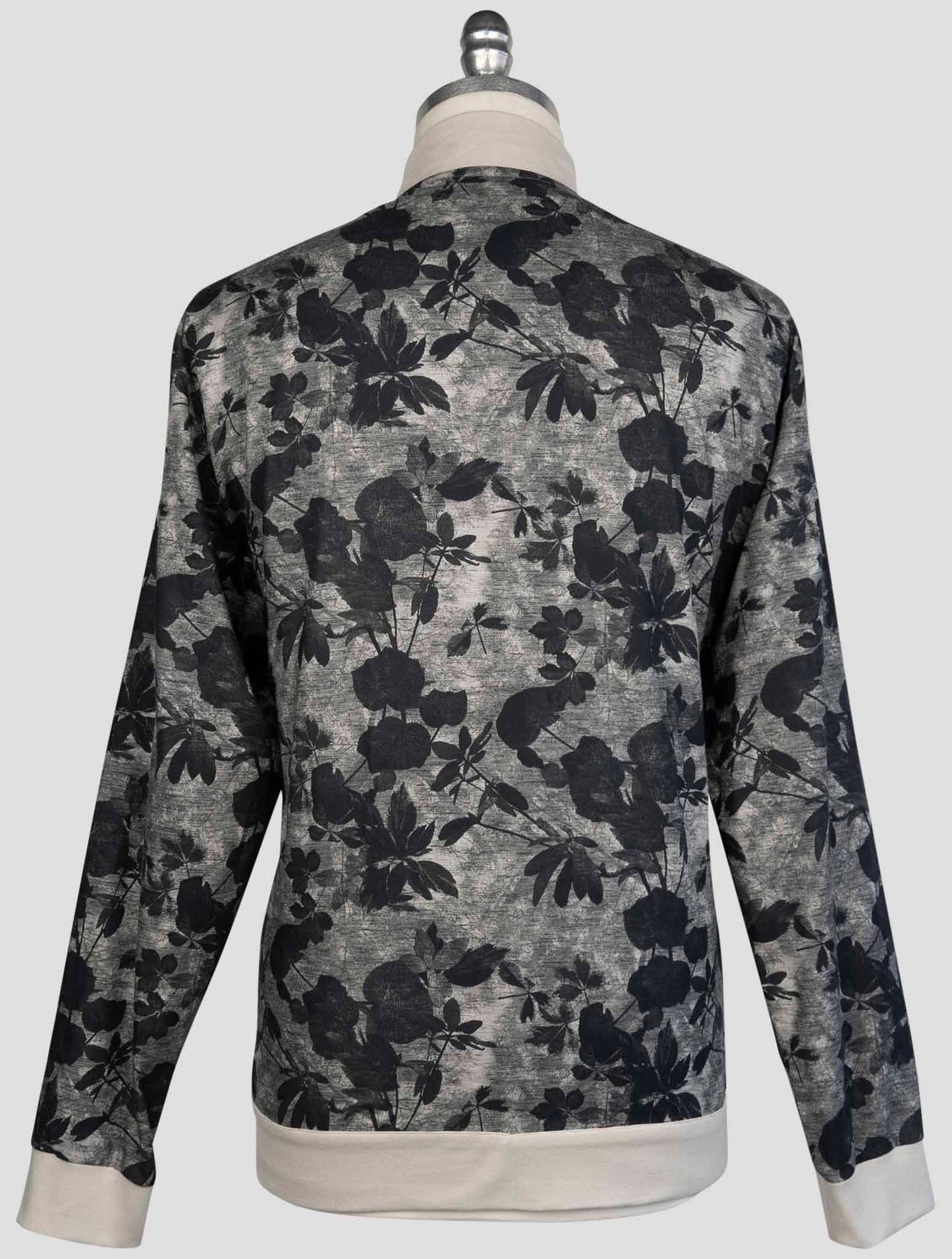 Kiton Gray Black Cotton Sweater Full Zip
