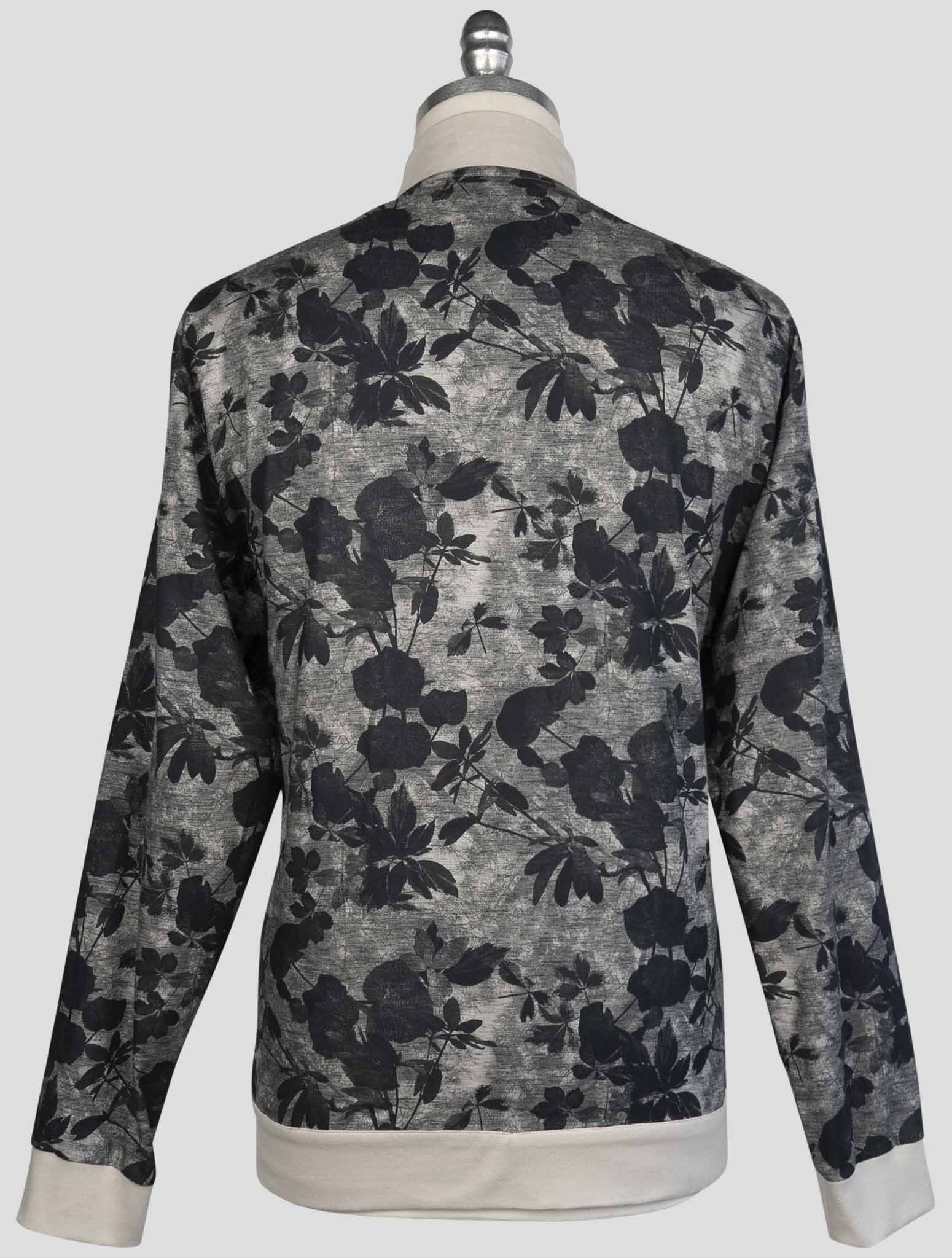 Kiton Gray Black Cotton Sweater Full Zip