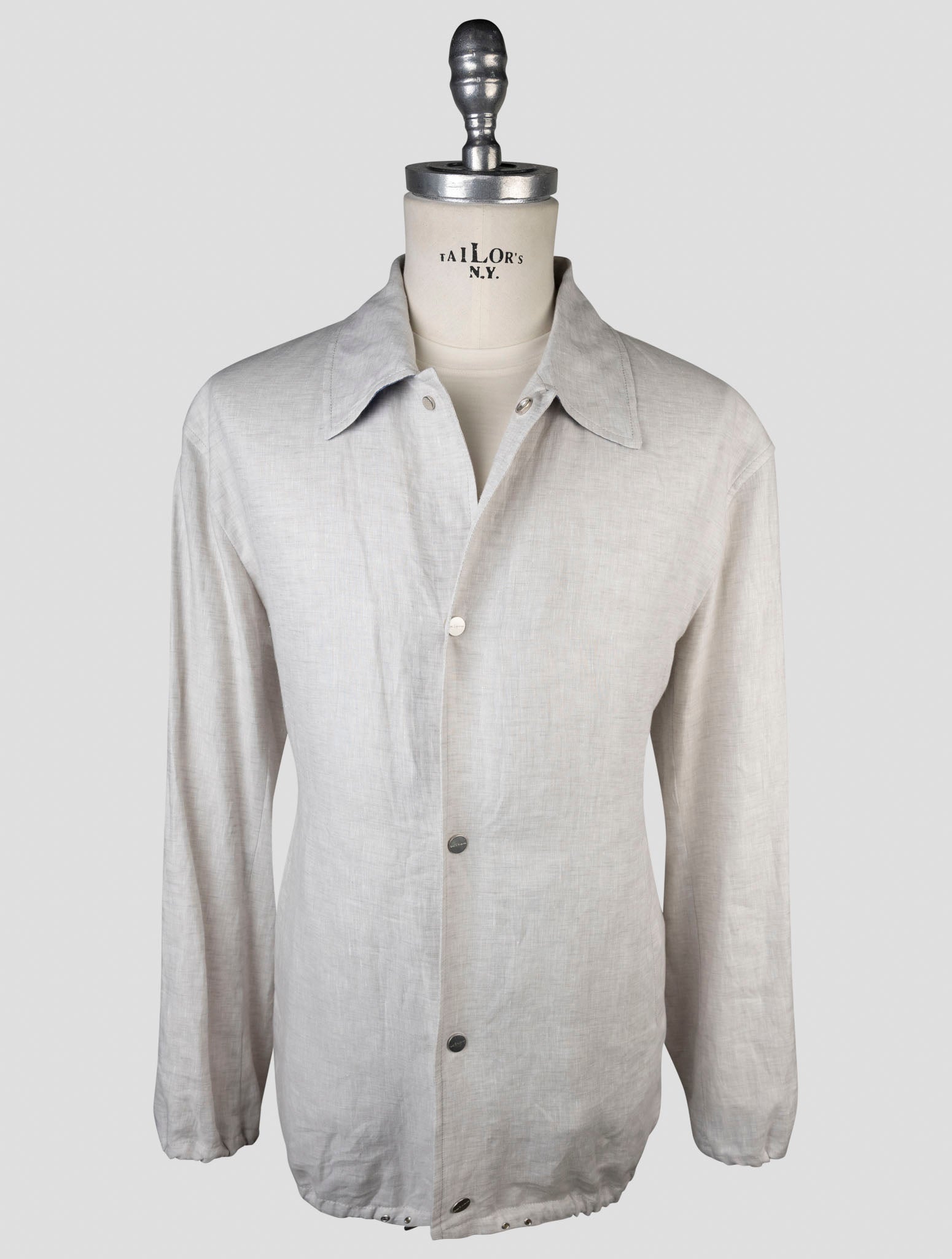 Kiton Gray Linen Coat