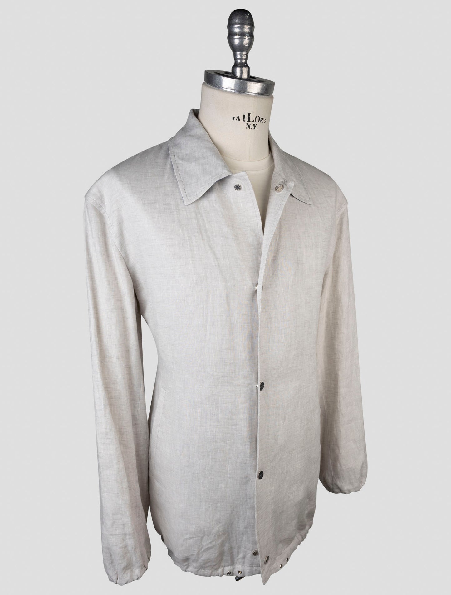 Kiton Gray Linen Coat