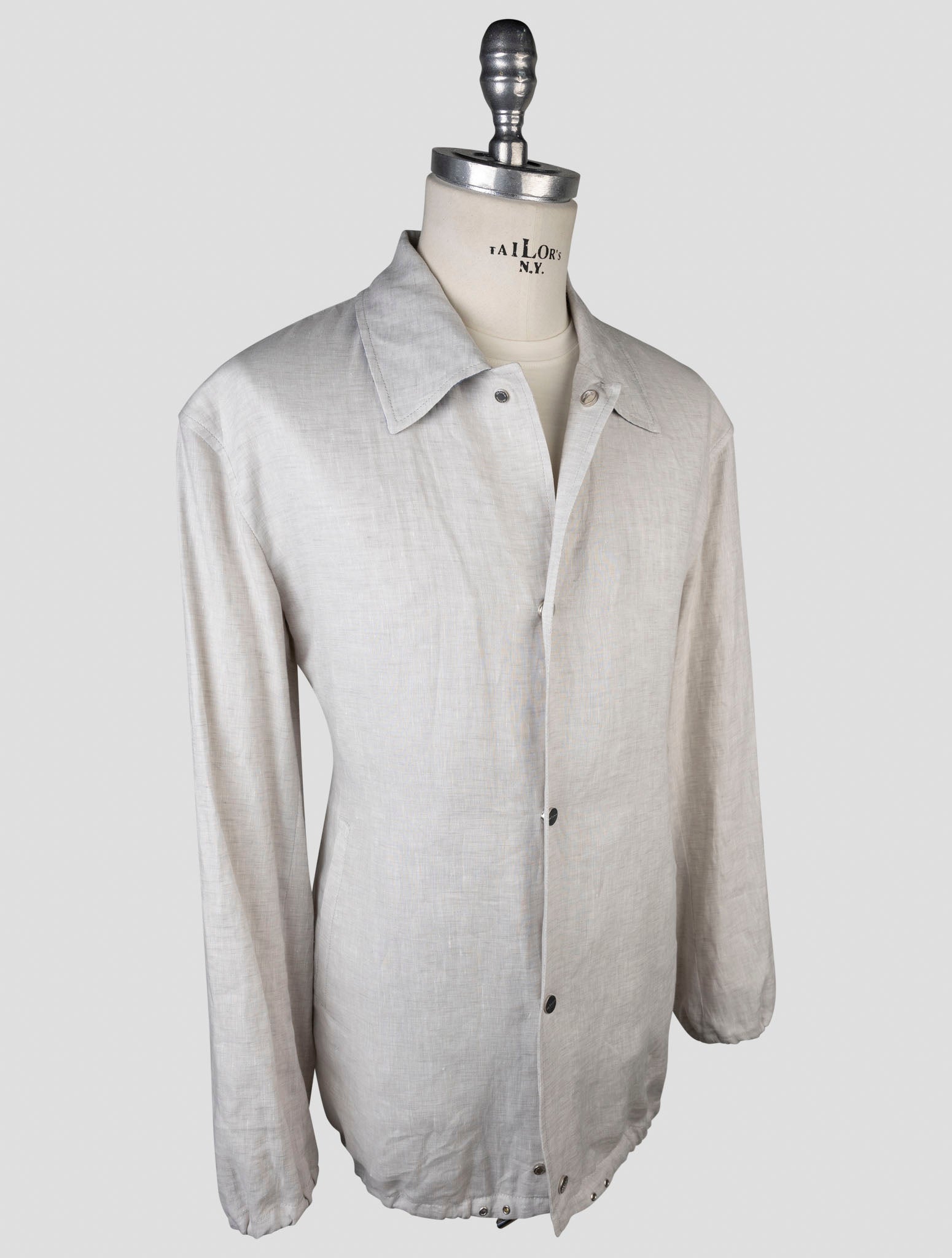 Kiton Gray Linen Coat