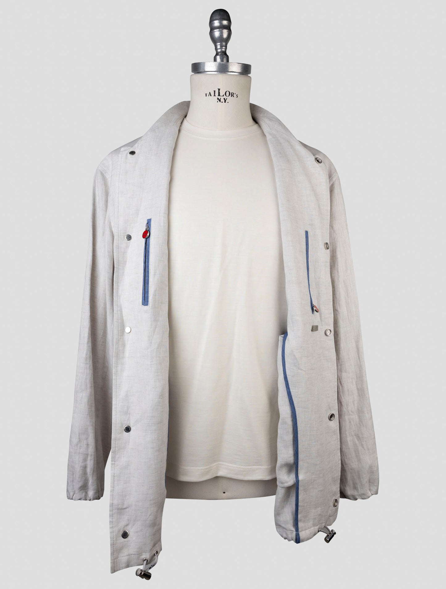 Kiton Gray Linen Coat