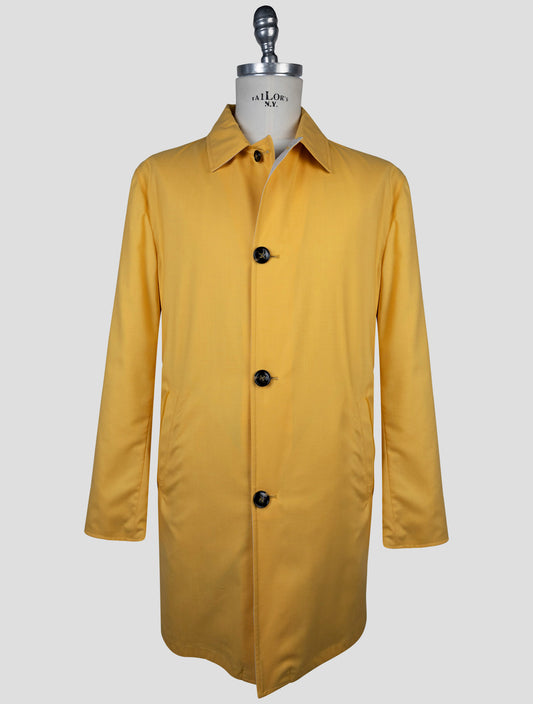 Kiton Yellow Beige Cashmere Silk Reverse Overcoat