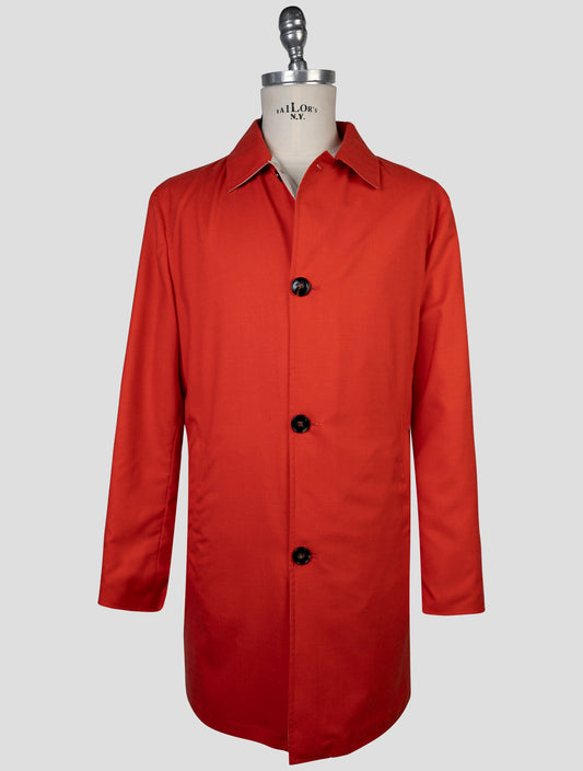 Kiton Red Beige Cashmere Silk Reverse Overcoat