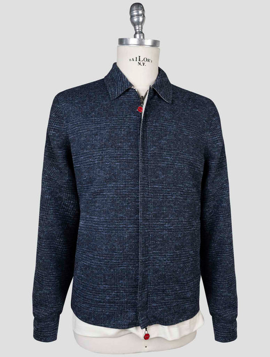 Kiton Blue Beige Cotton Virgin Wool Pl Reverse Coat