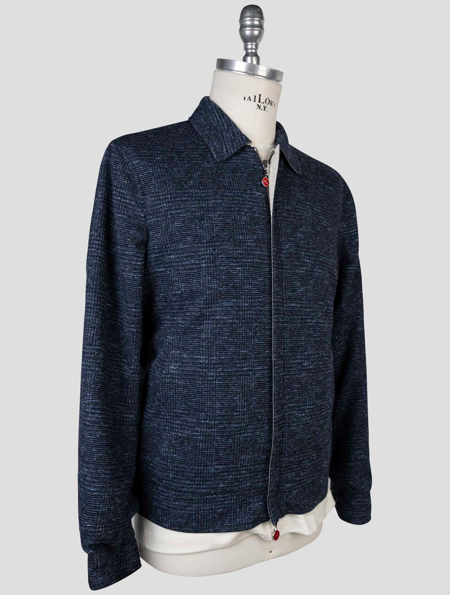 Kiton Blue Beige Cotton Virgin Wool Pl Reverse Coat