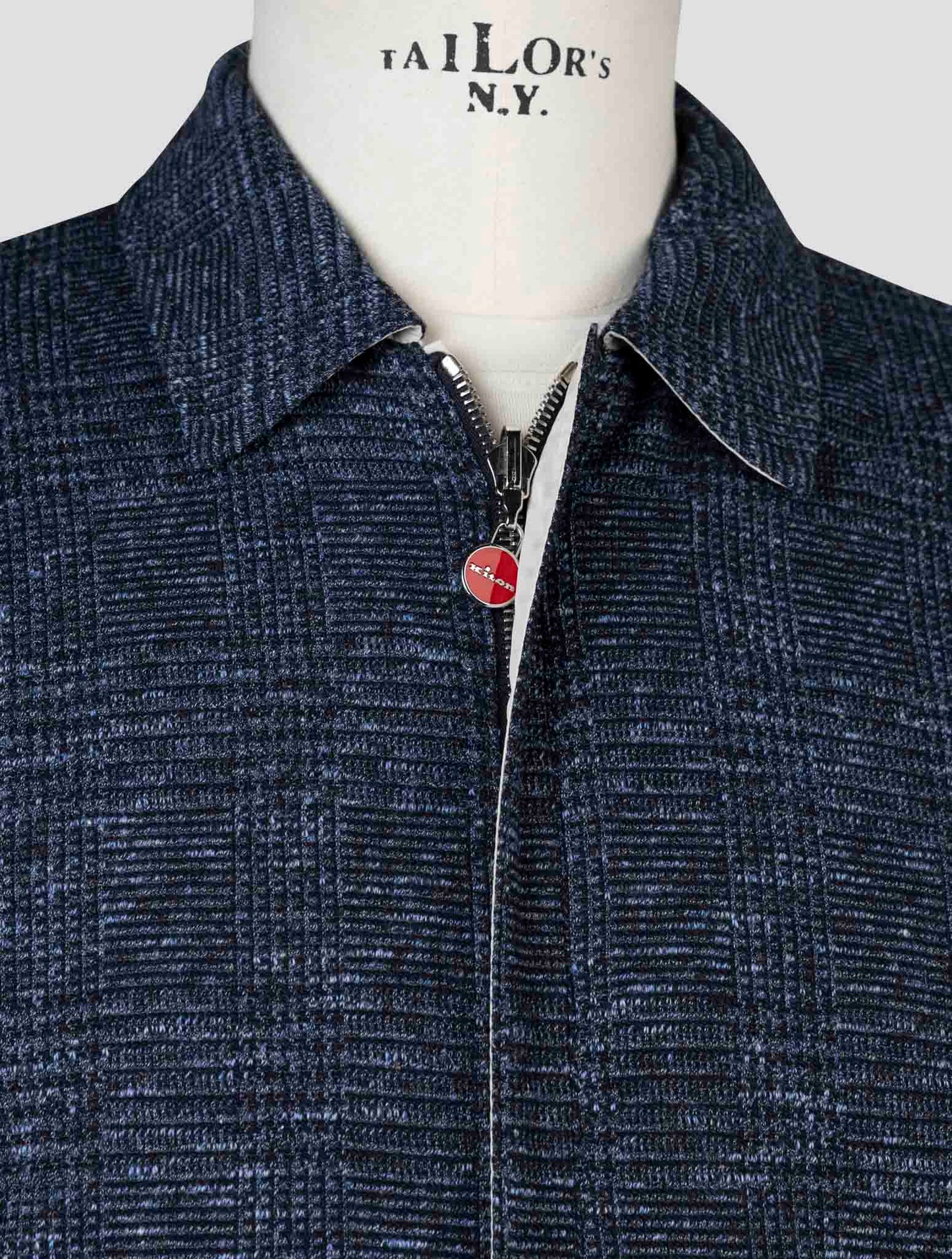 Kiton Blue Beige Cotton Virgin Wool Pl Reverse Coat
