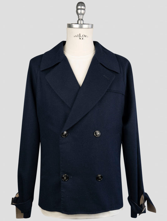 Kiton Blue Cashmere Silk Coat