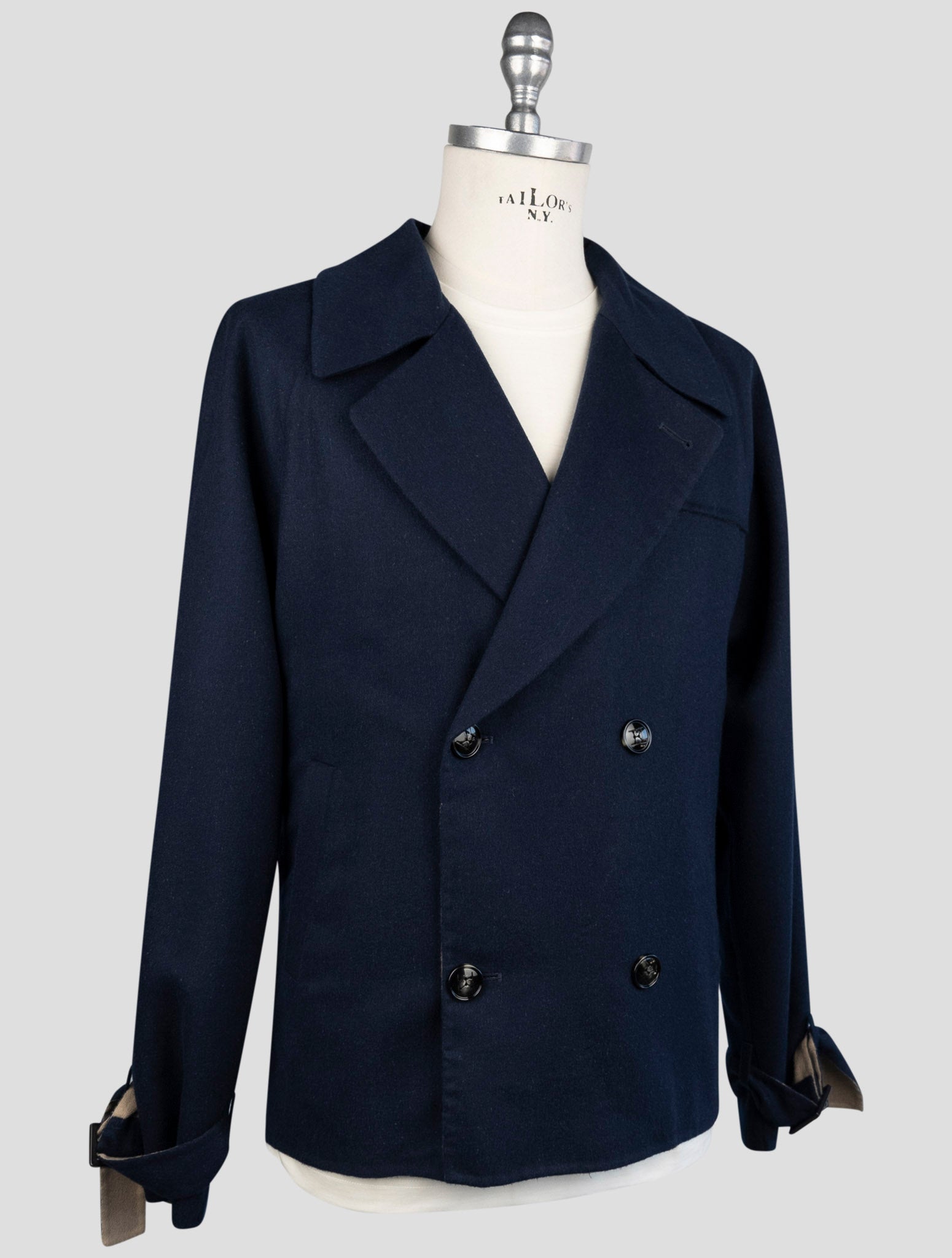 Kiton Blue Cashmere Silk Coat