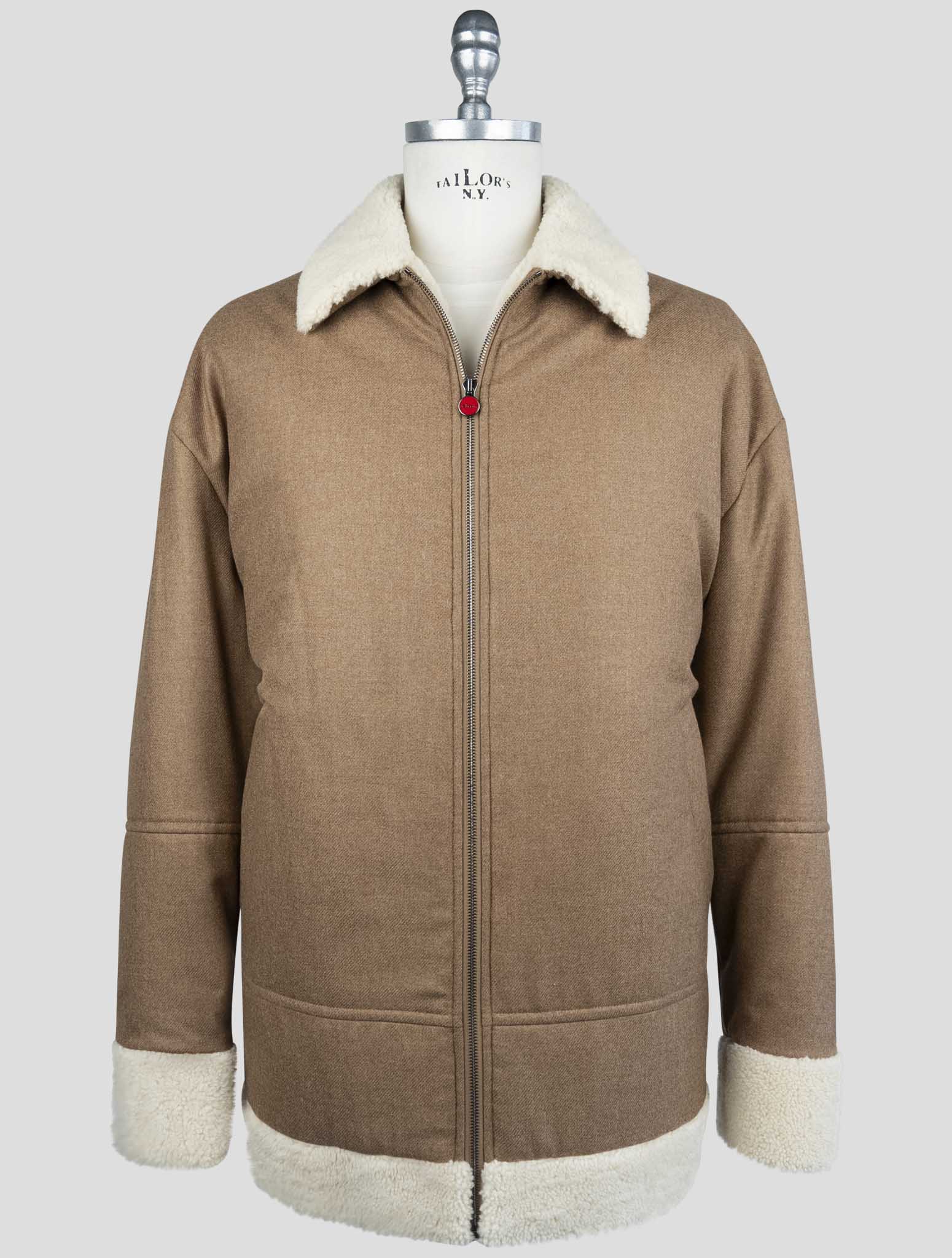 Kiton Brown Wool Cashmere Coat