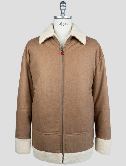 Kiton Brown Wool Cashmere Coat