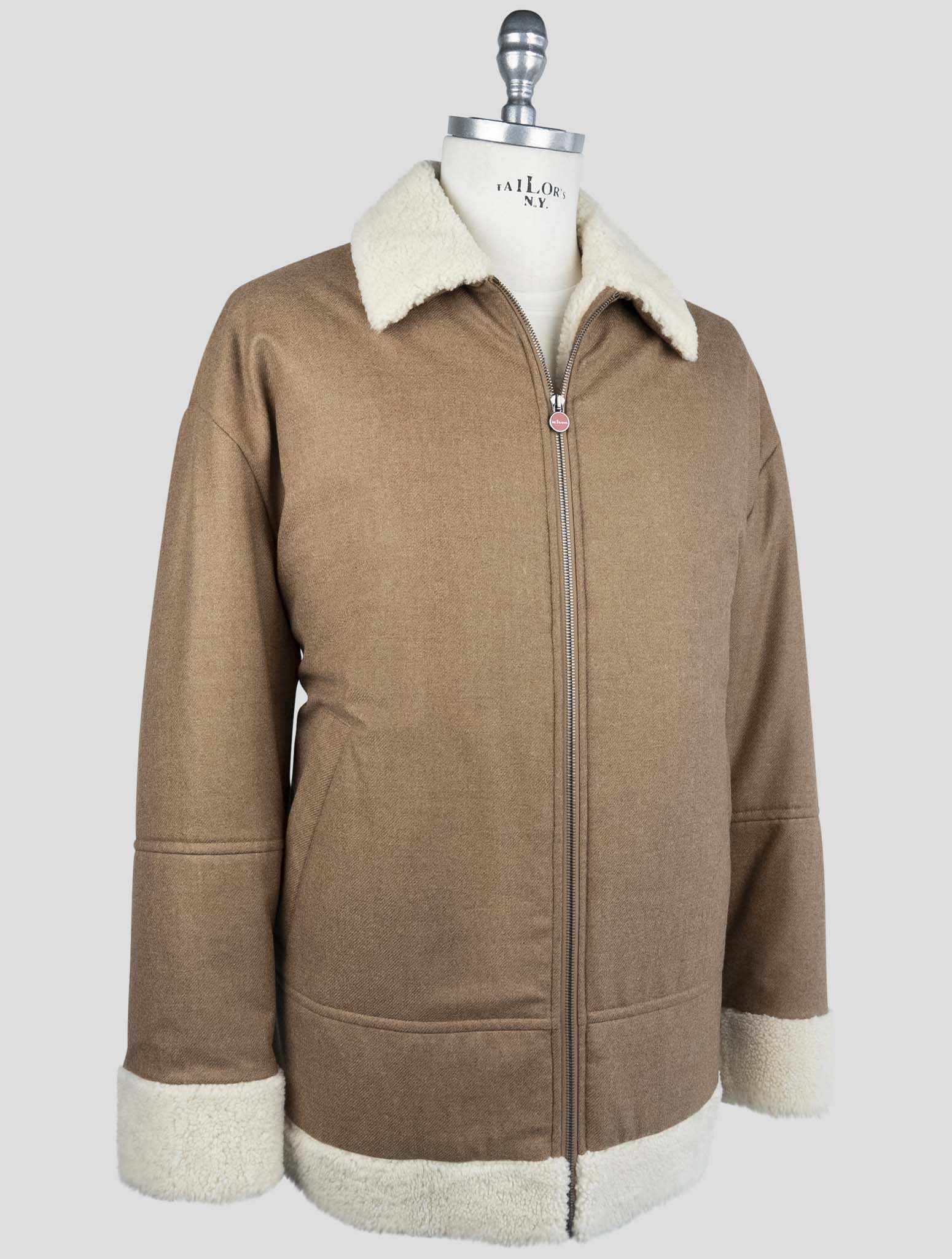 Kiton Brown Wool Cashmere Coat
