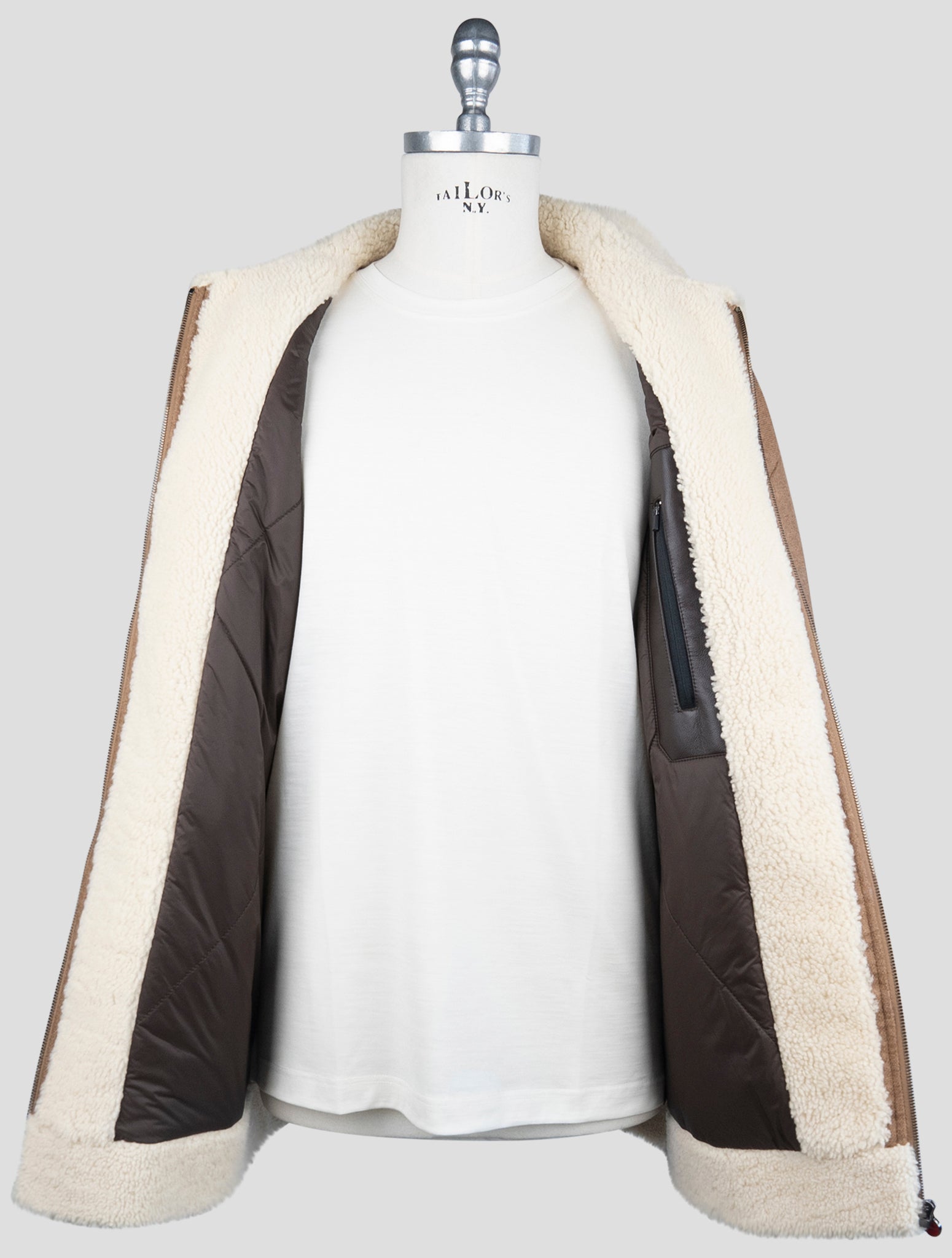 Kiton Brown Wool Cashmere Coat