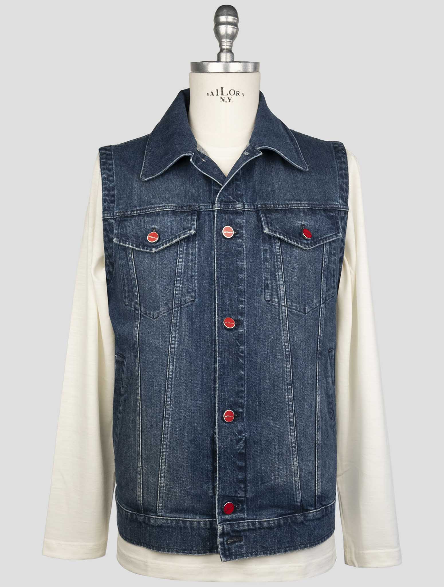 Kiton Blue Cotton Ea Gilet
