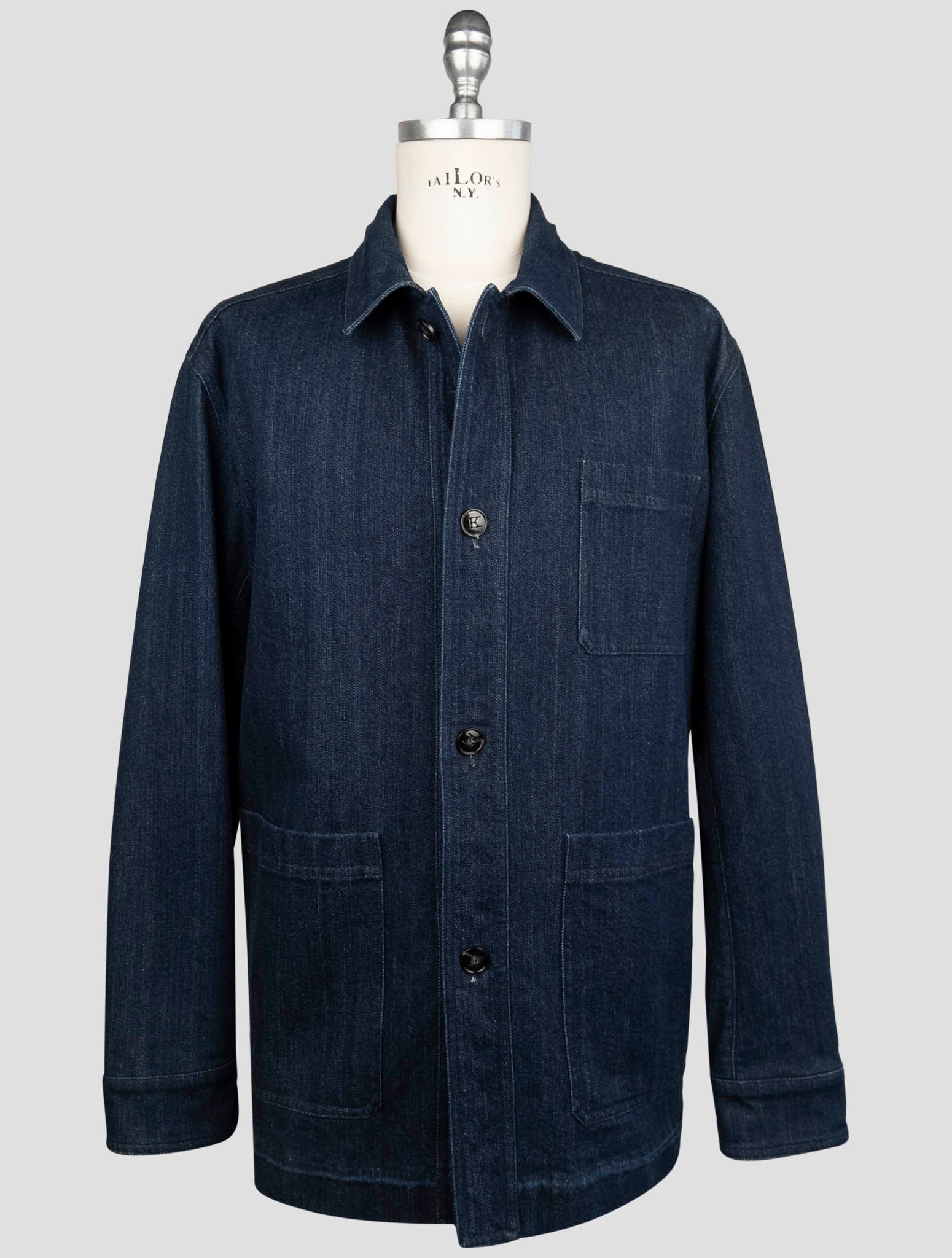 Kiton Blue Cotton Ea Coat