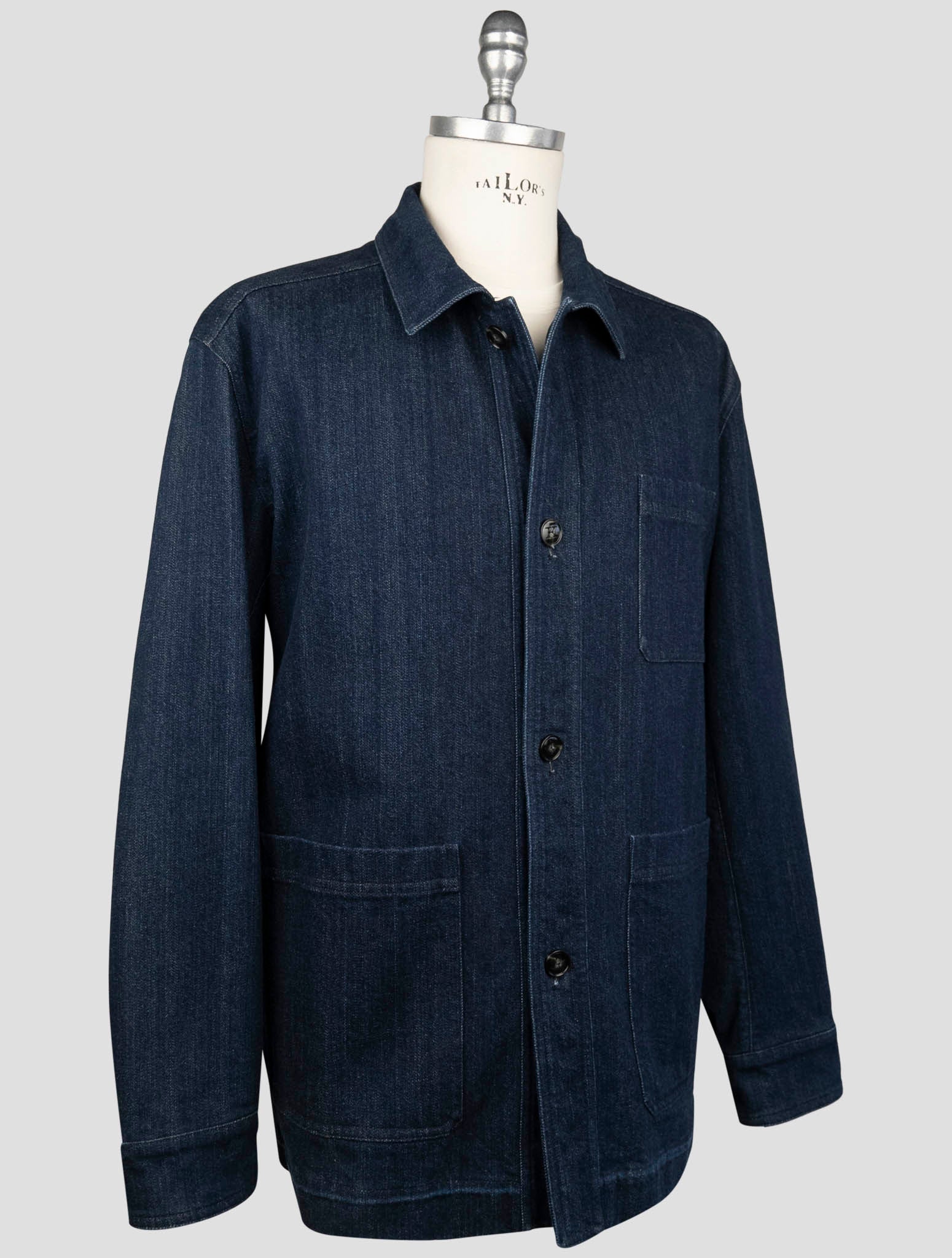 Kiton Blue Cotton Ea Coat