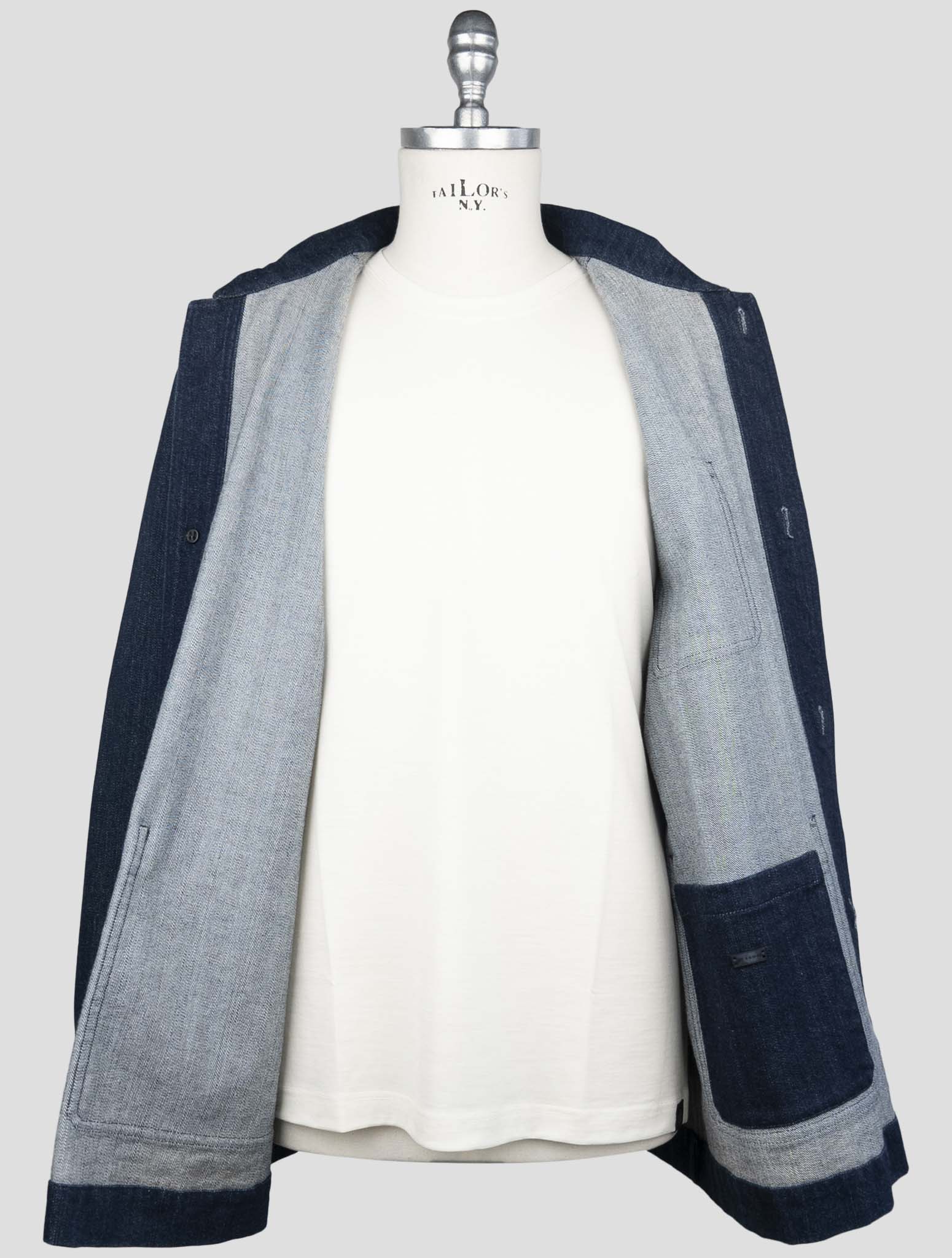 Kiton Blue Cotton Ea Coat