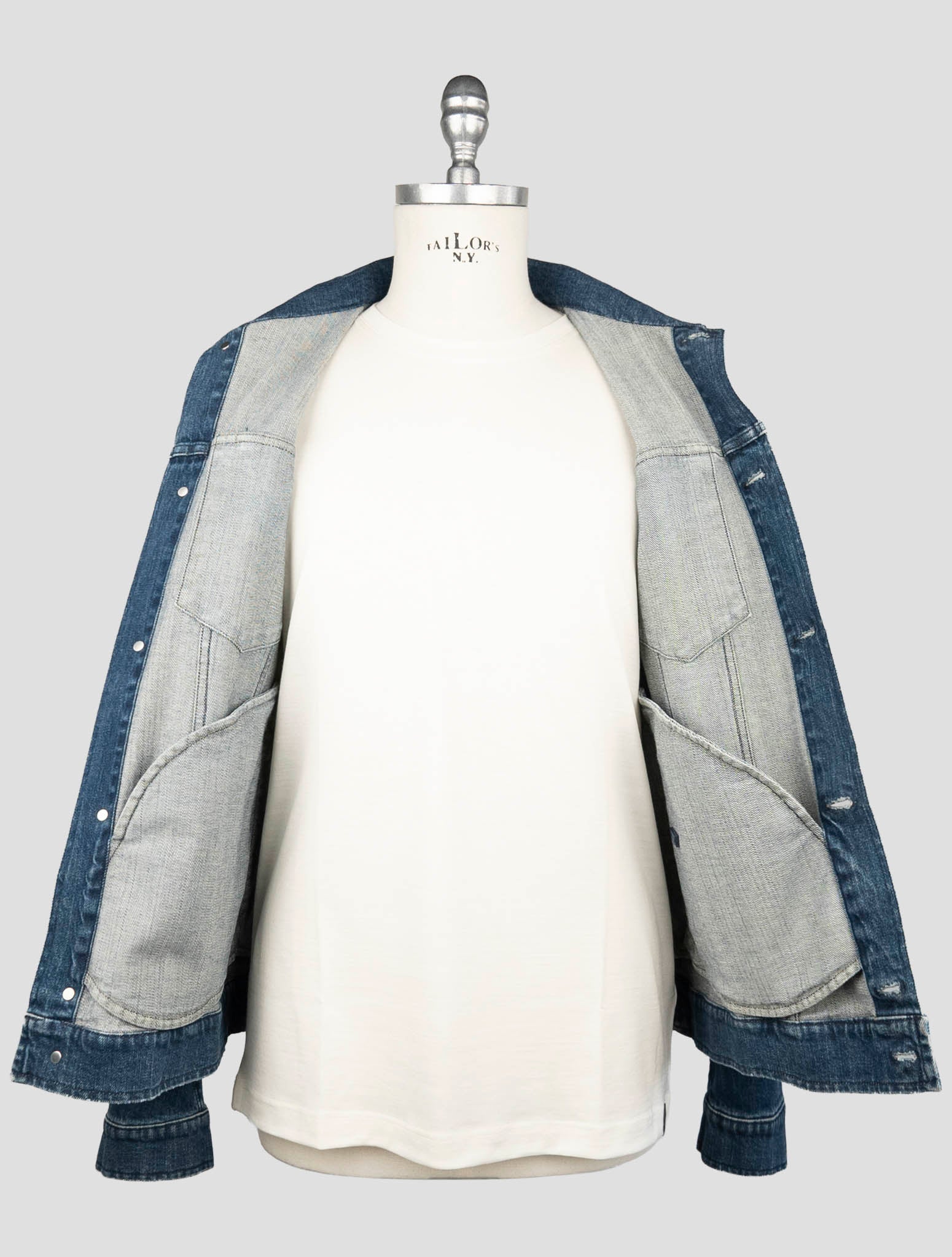 Kiton Blue Cotton Ea Coat