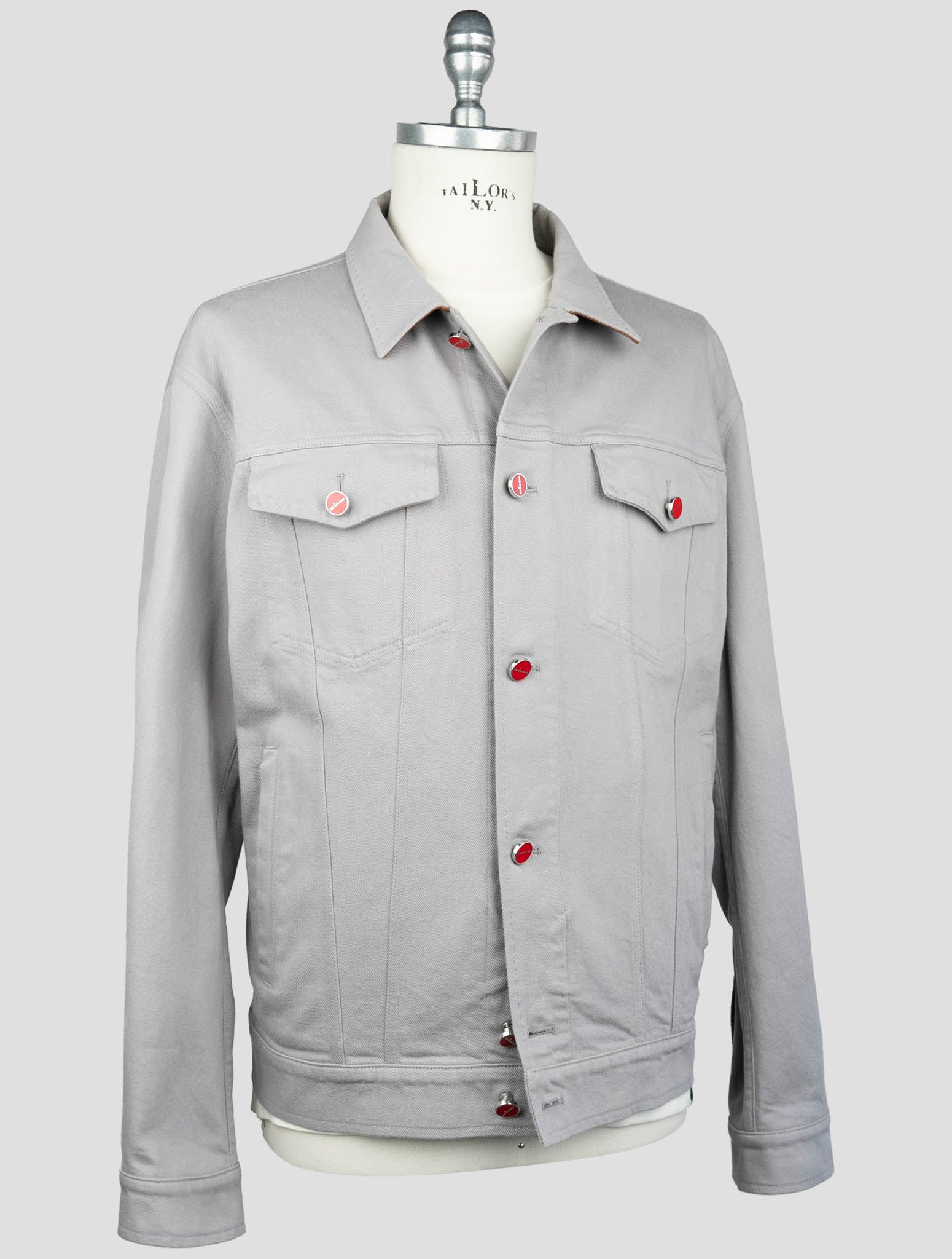Kiton Gray Cotton Ea Coat
