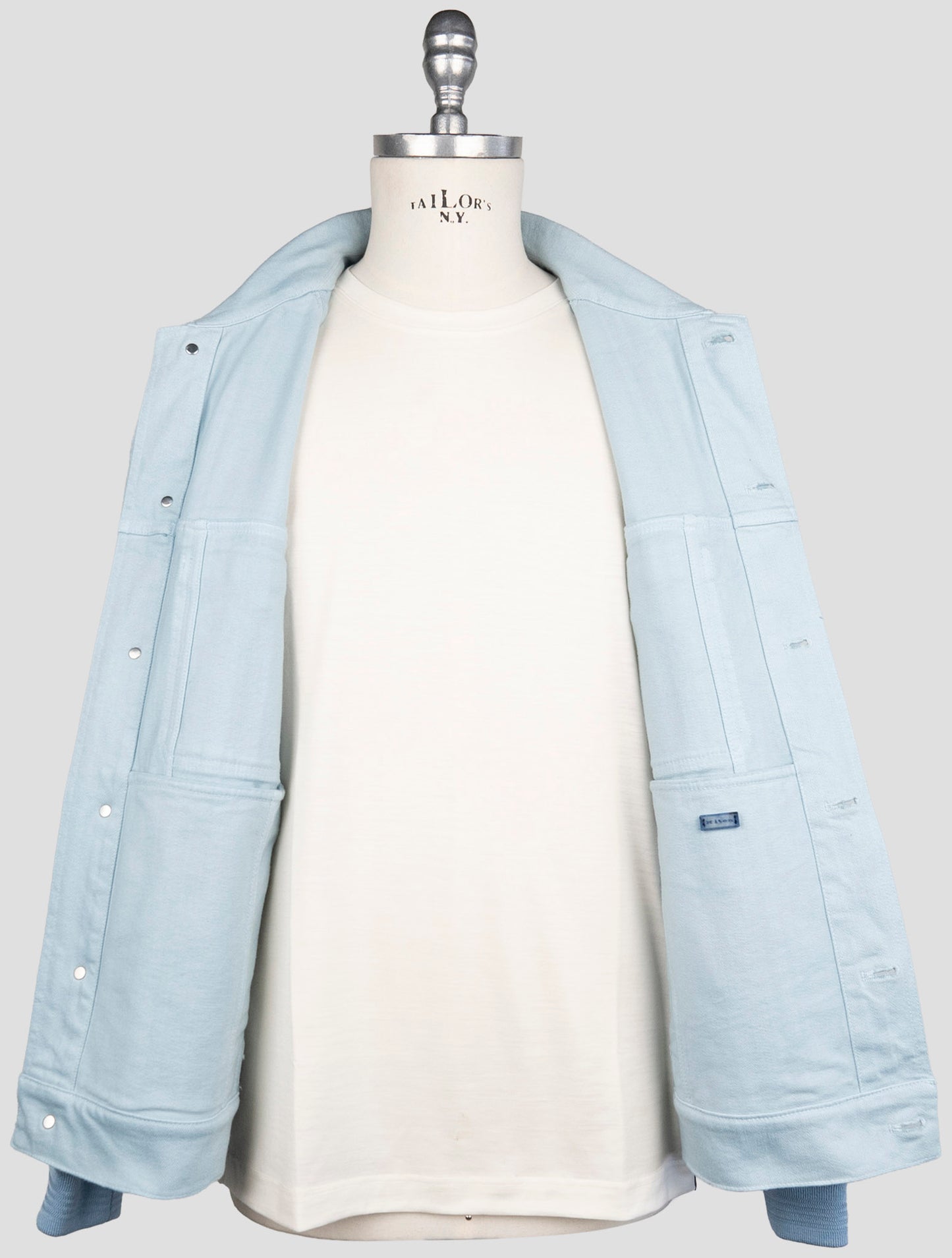 Kiton Light Blue Cotton Ea Coat